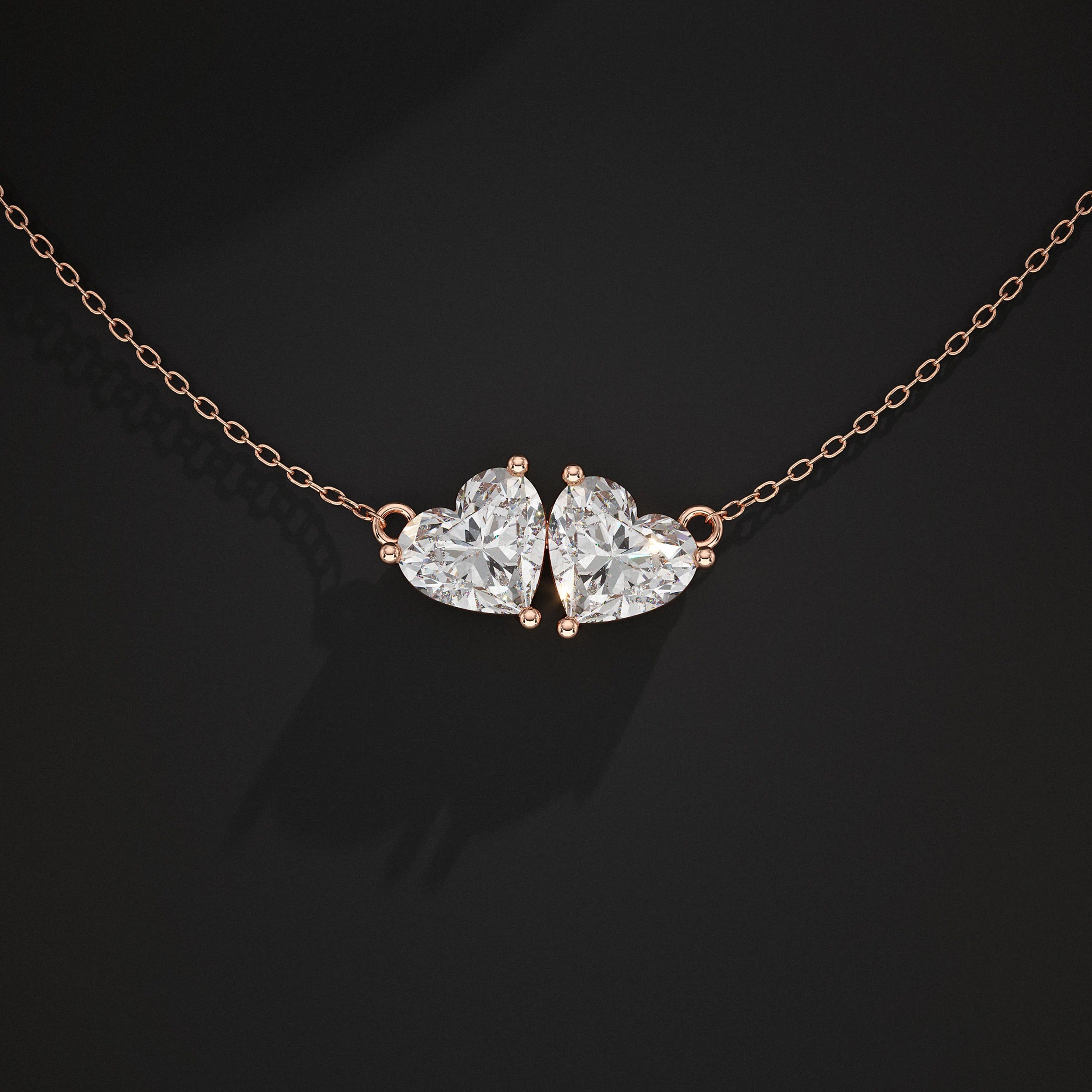 Heart Lab Diamond Toi Et Moi Pendant Pendant
