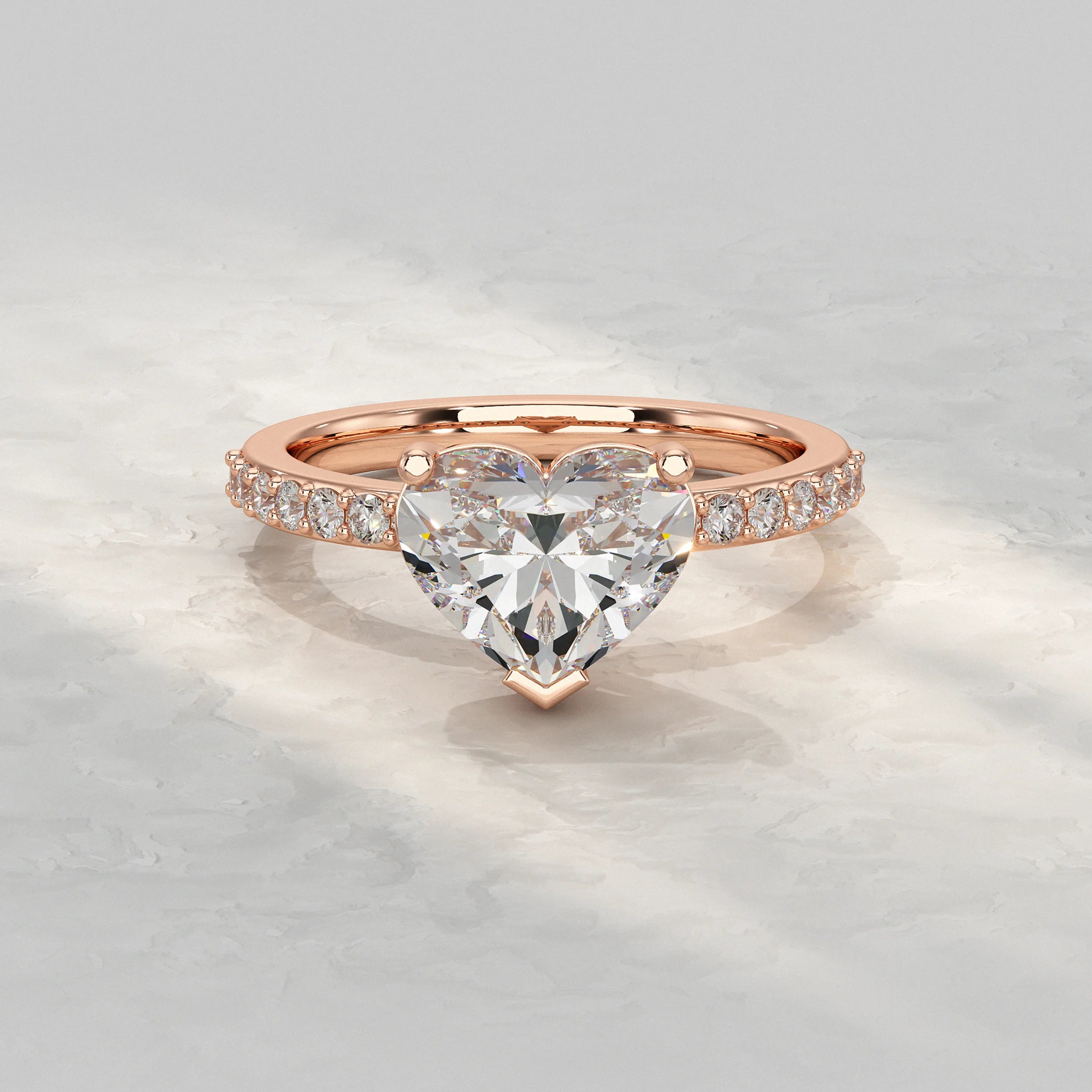 Heart Diamond Solitaire Accent Engagement Ring Rings