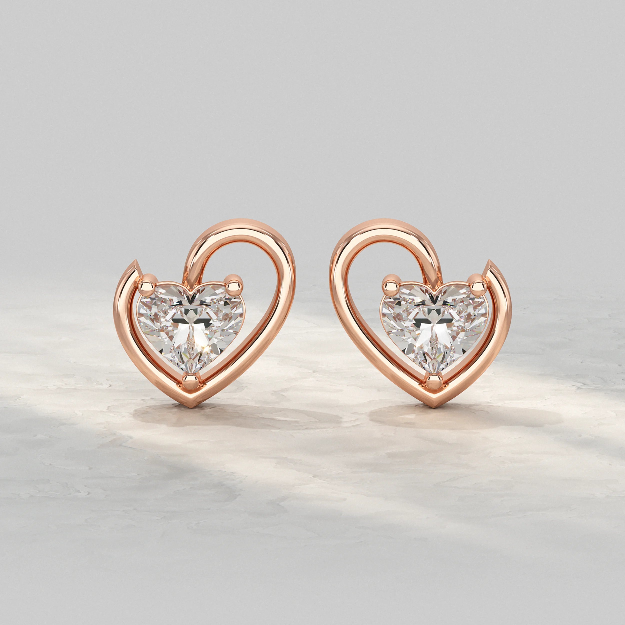 Classic Heart Diamond Stud Earrings Earrings