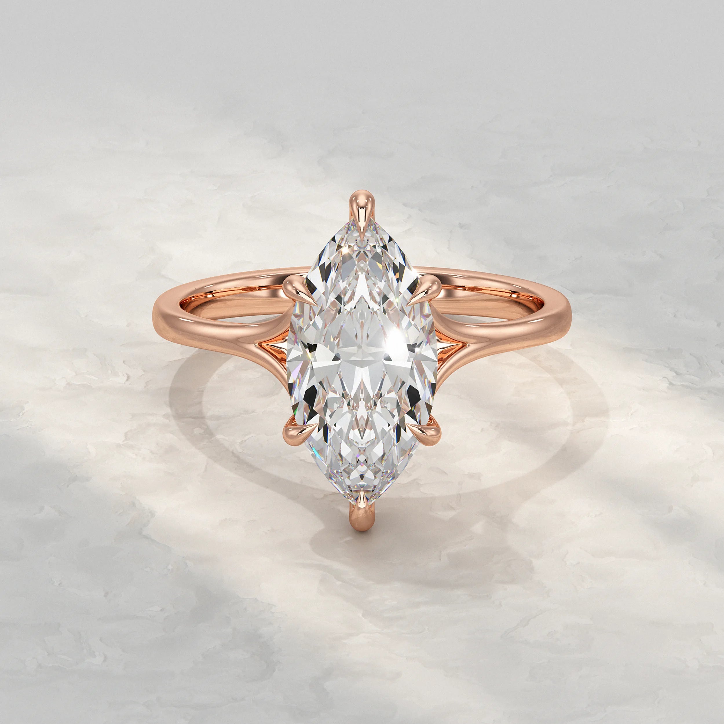 Marquise Lab Diamond Six Prong Solitaire Ring Rings