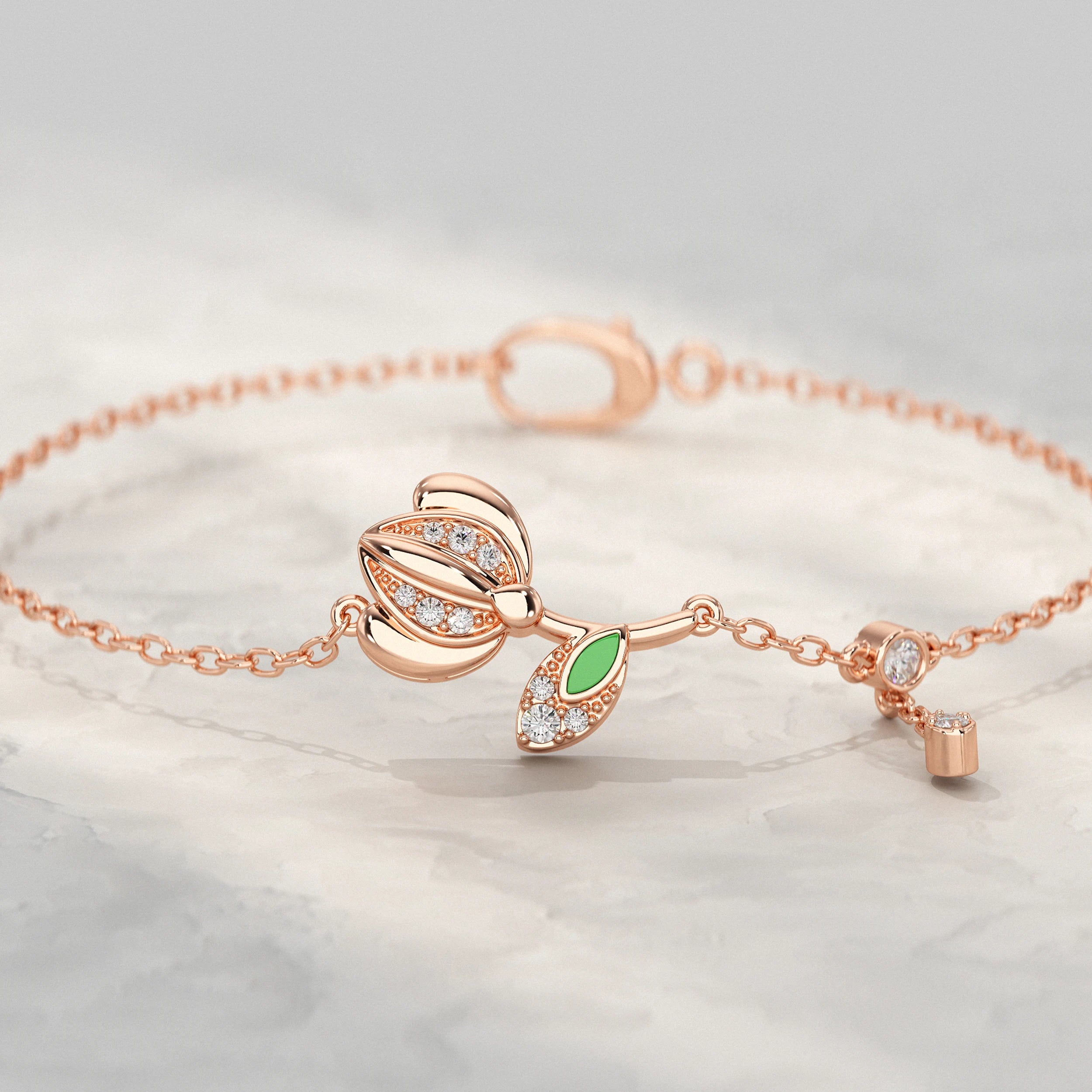 Sparkling Petal and Leaf Accent Bracelet Bracelet