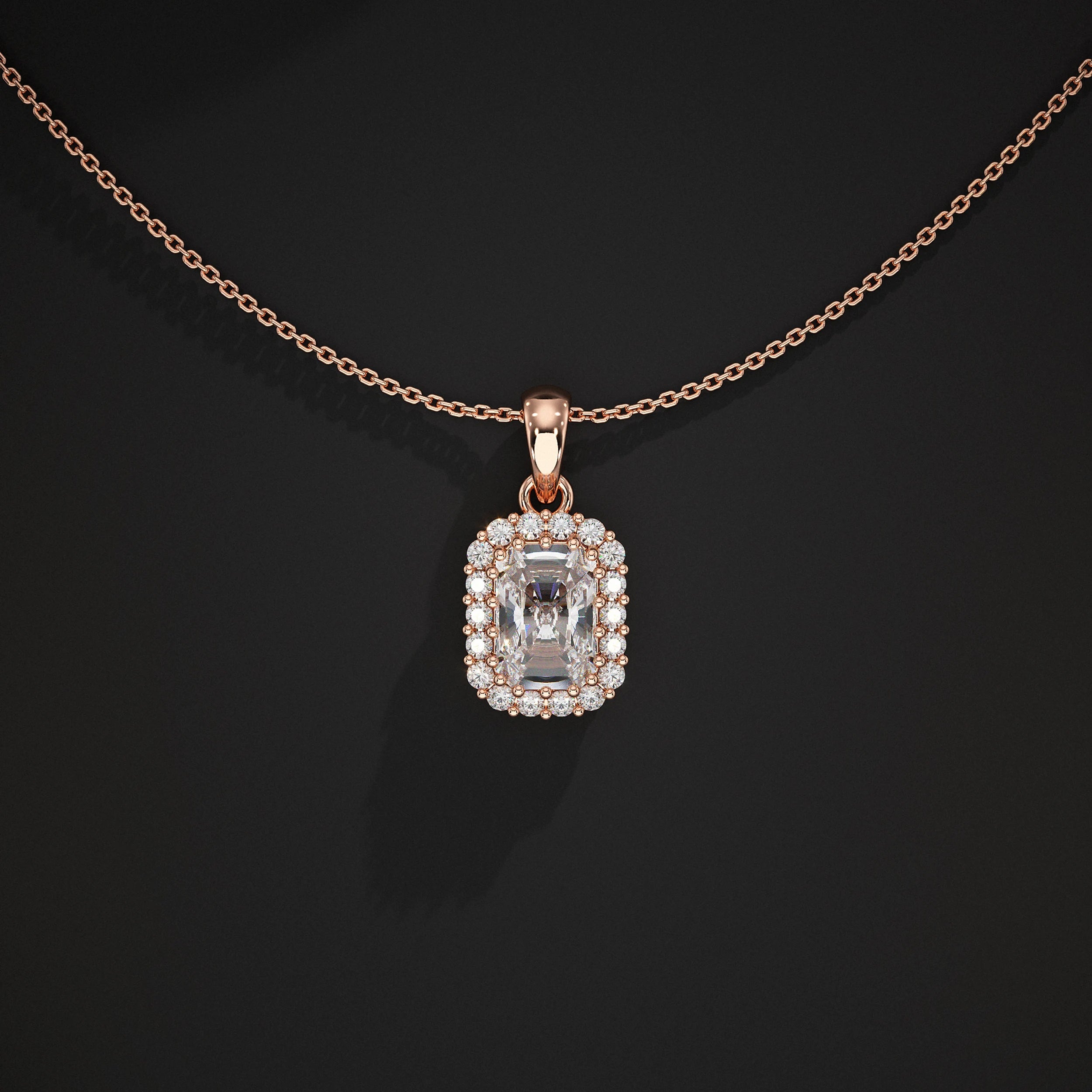 Radiant Lab Diamond Halo Pendant Pendant