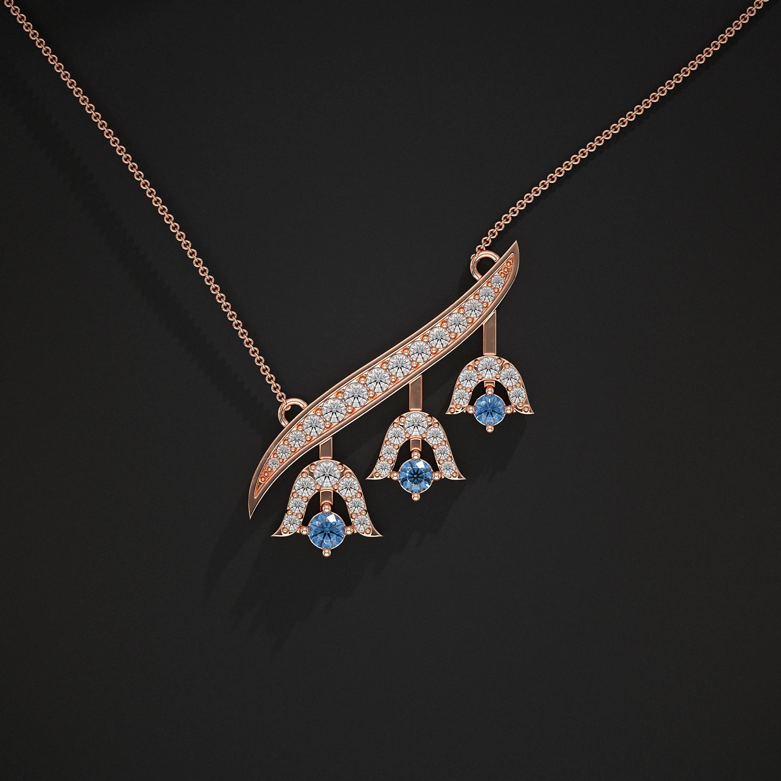 Blue Round Gemstone Bell Design Pendant Pendant