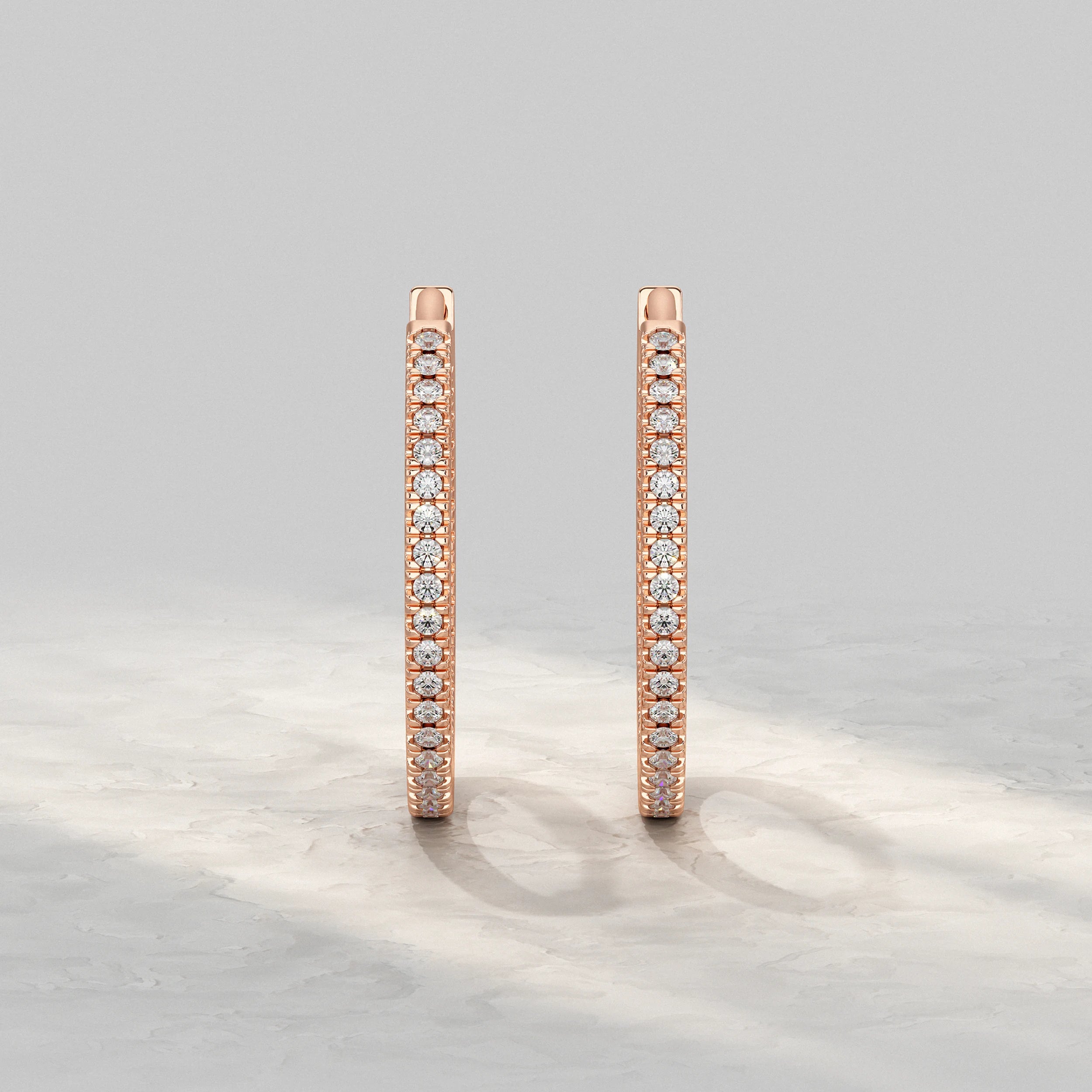 Round Lab Diamond In- Out Hoop Earrings Earrings