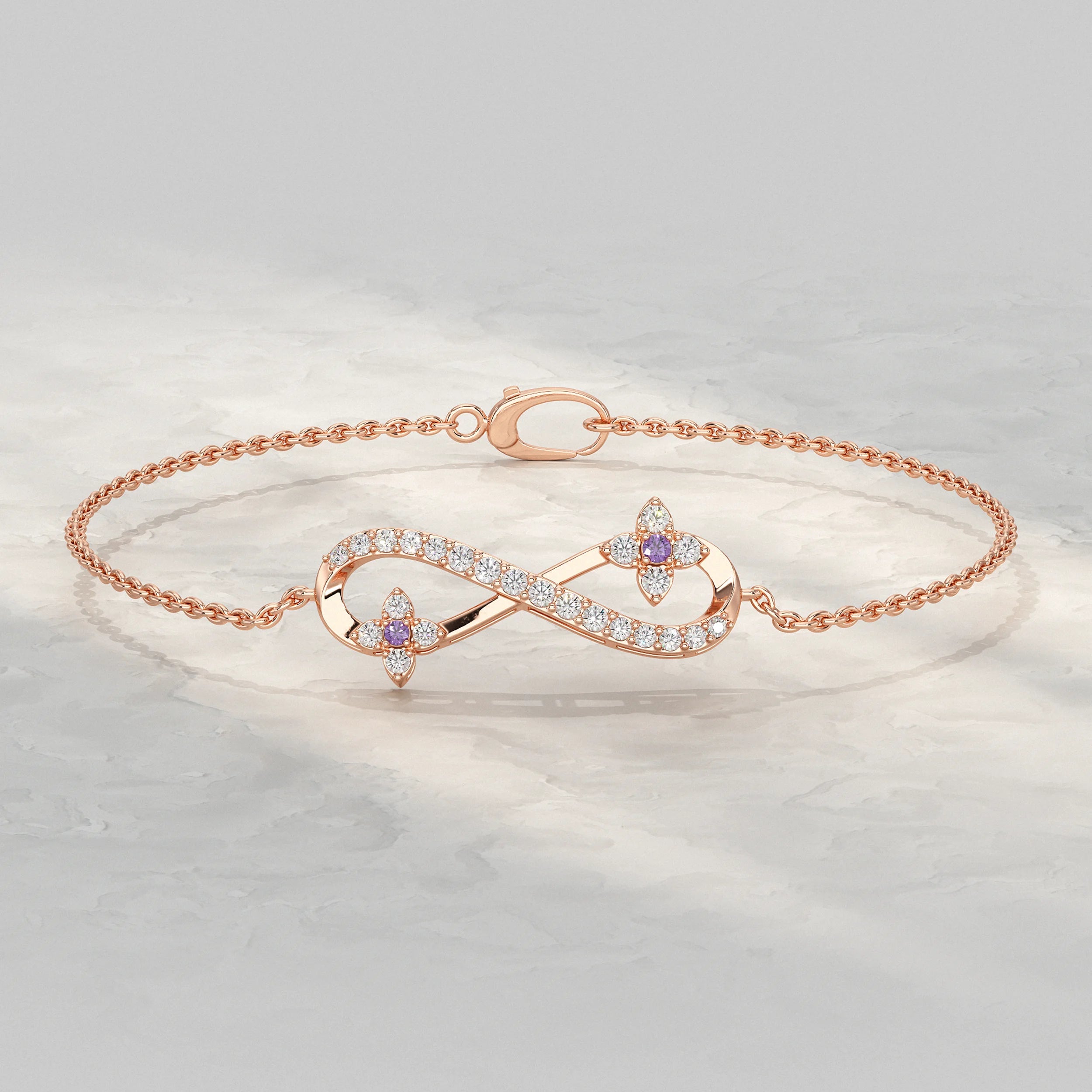Round Lab Diamond Infinity Charm Chain Bracelet Bracelet