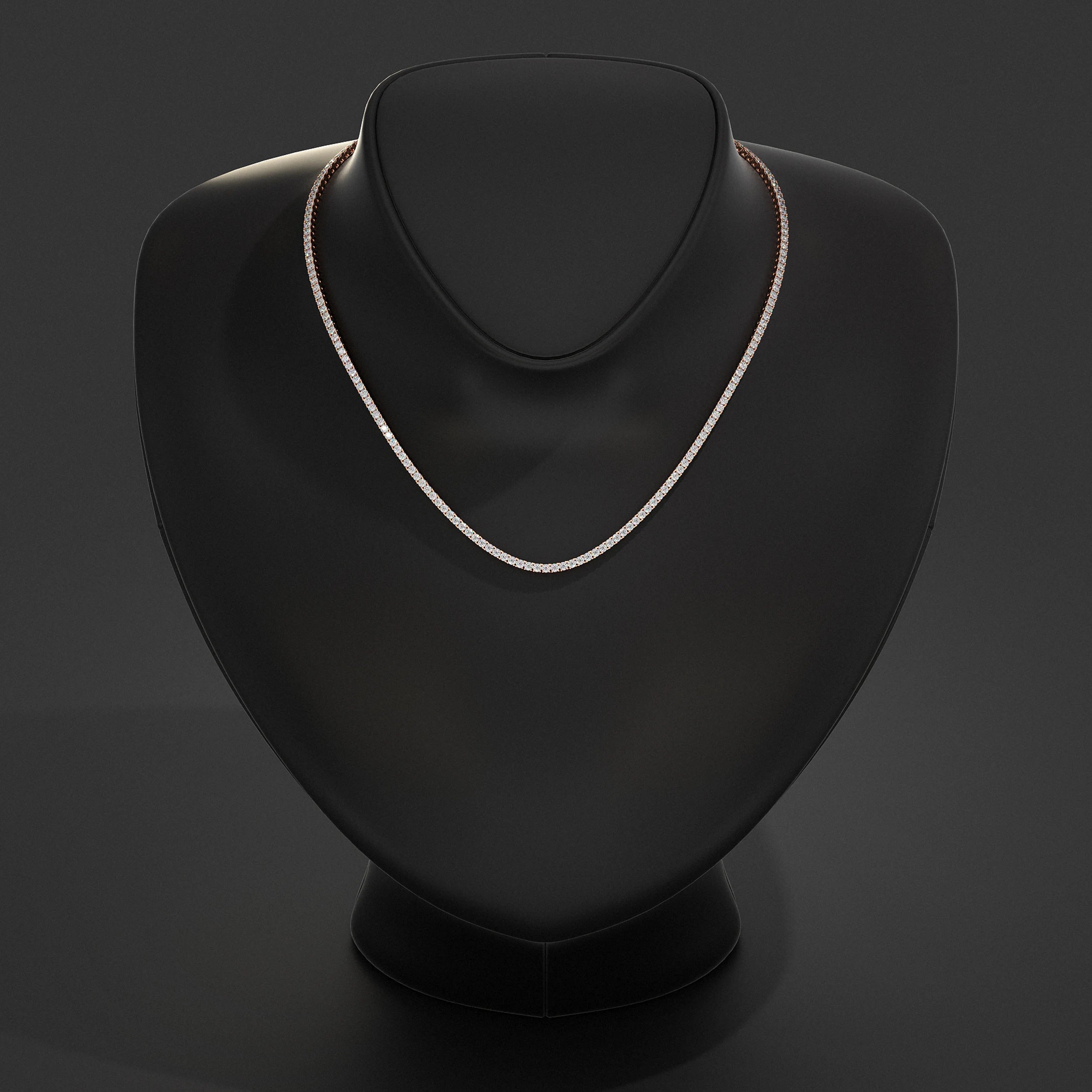 Round Lab Diamond Tennis Necklace Pendant