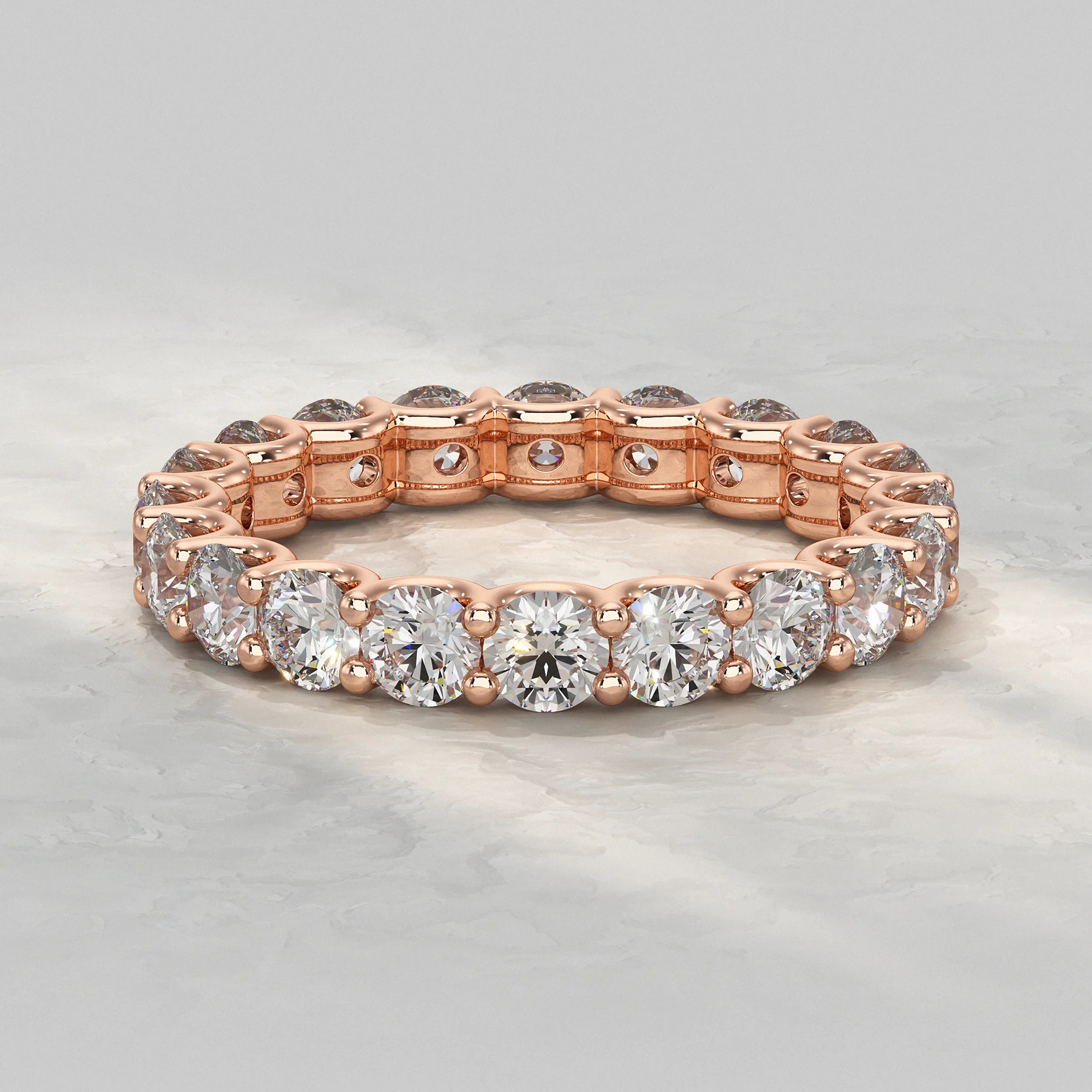 Round Lab Diamond Eternity Wedding Band Rings