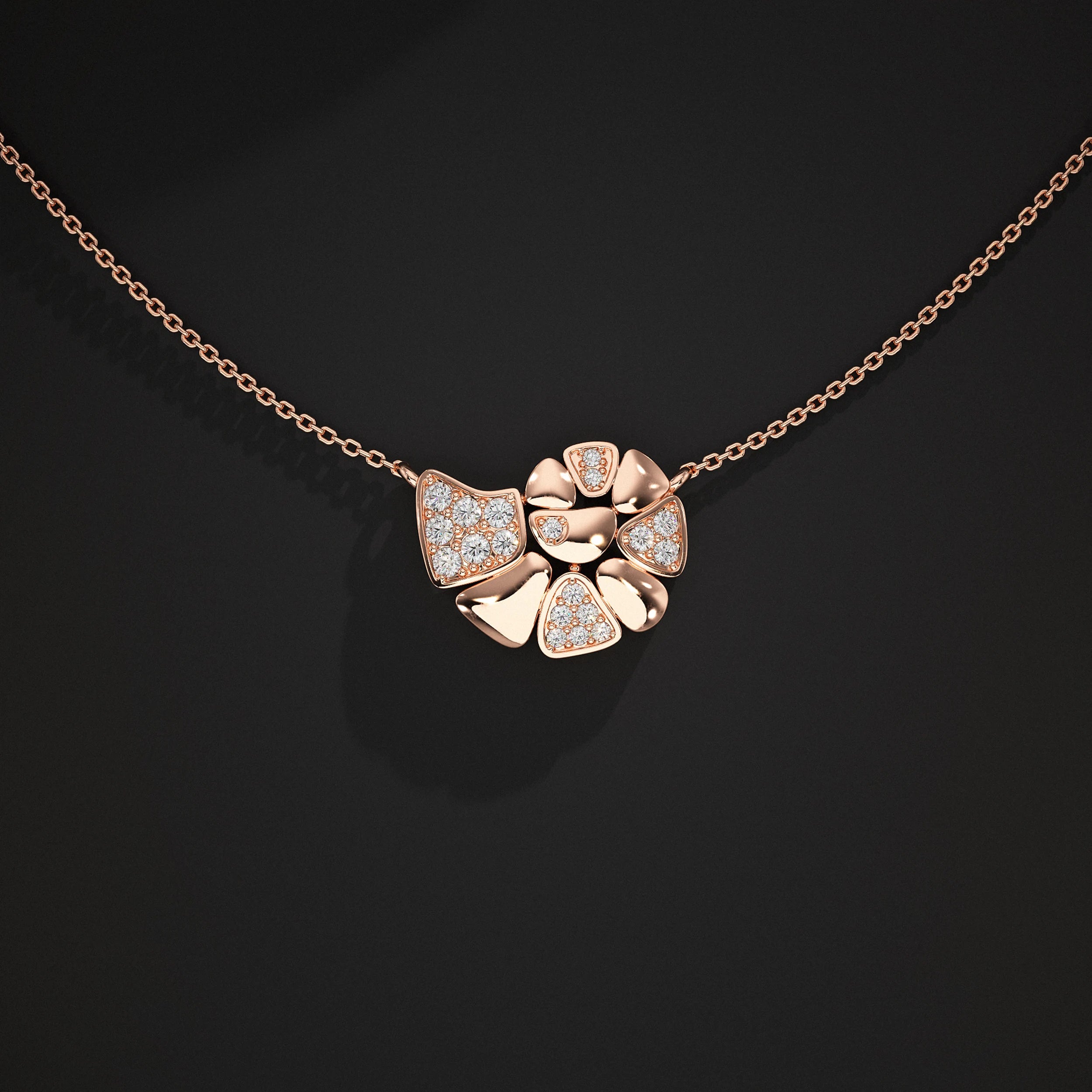 Yellow Gold Cluster Set Lab Diamond Pendant Pendant