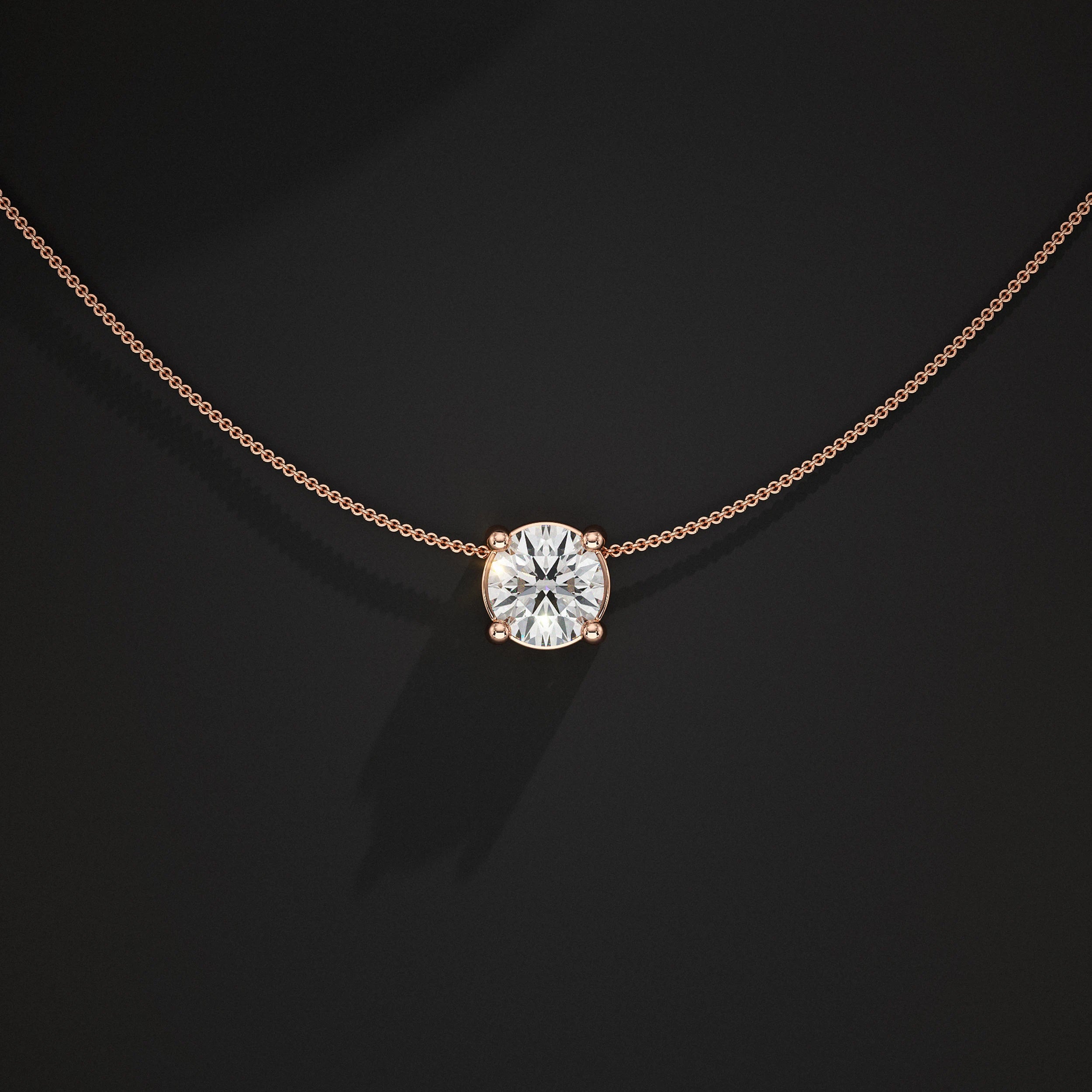 Round Lab Diamond Solitaire Pendant Pendant