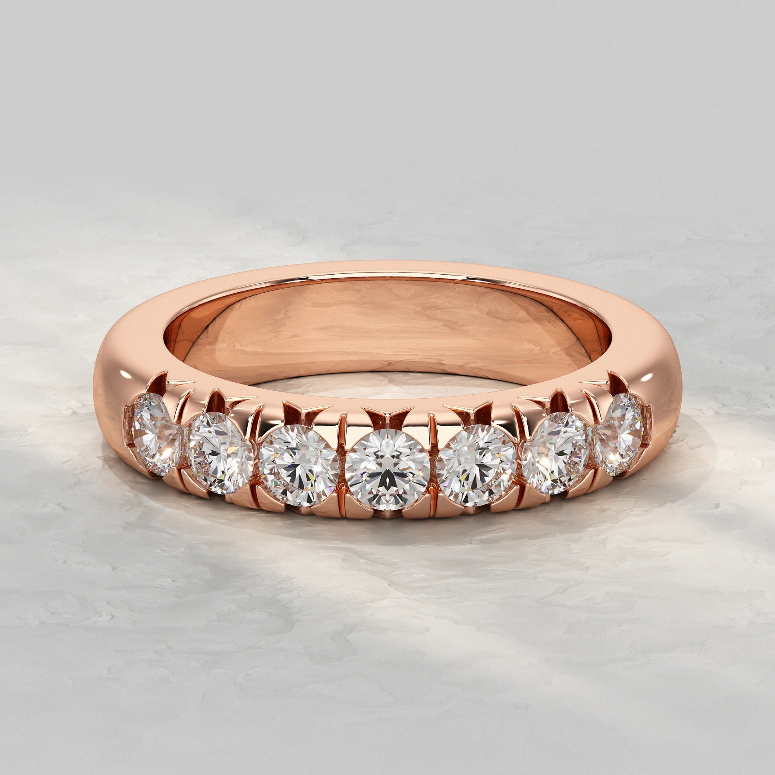 Seven Stone Round Diamond Dainty Band Rings