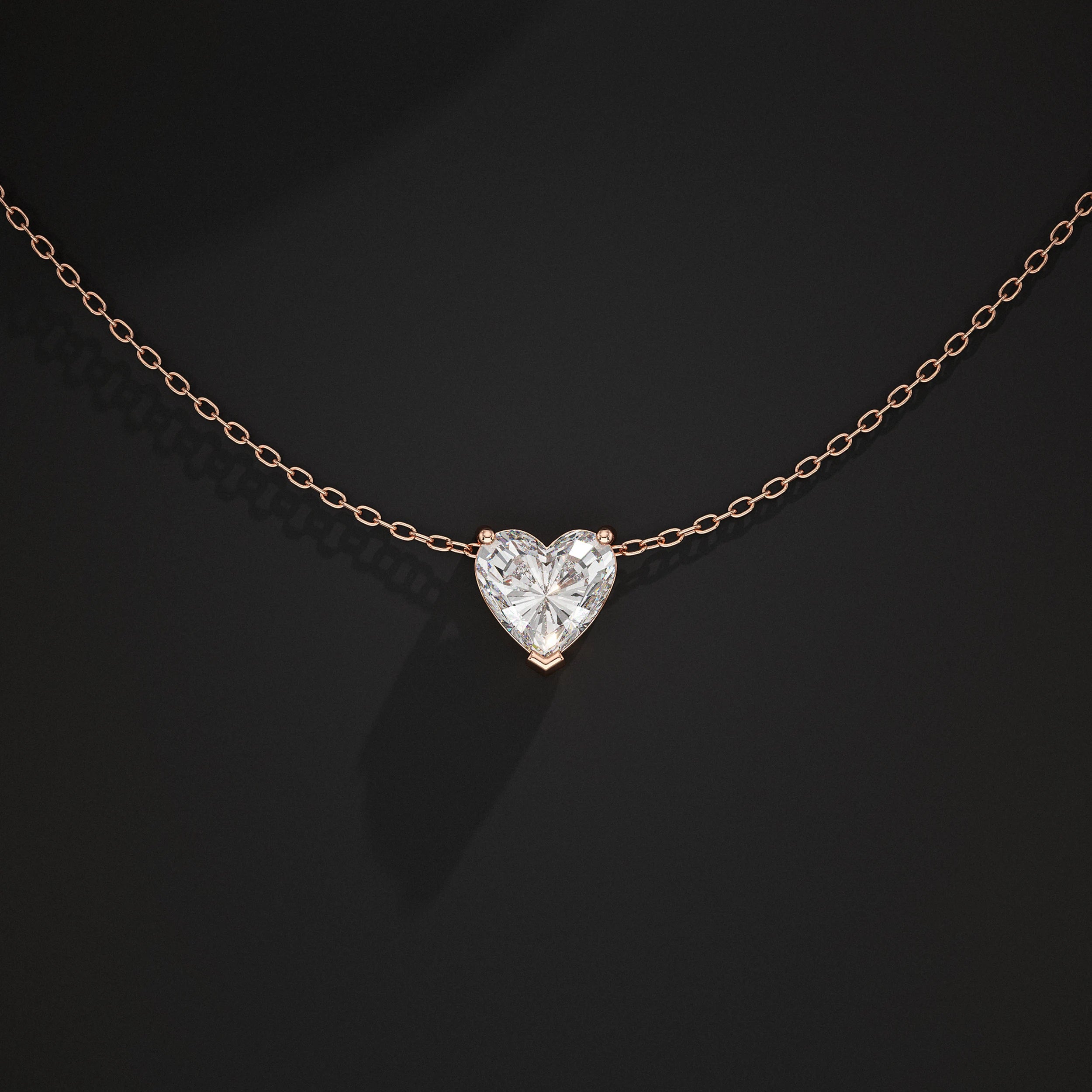 Heart Lab Grown Diamond Solitaire Pendant Pendant