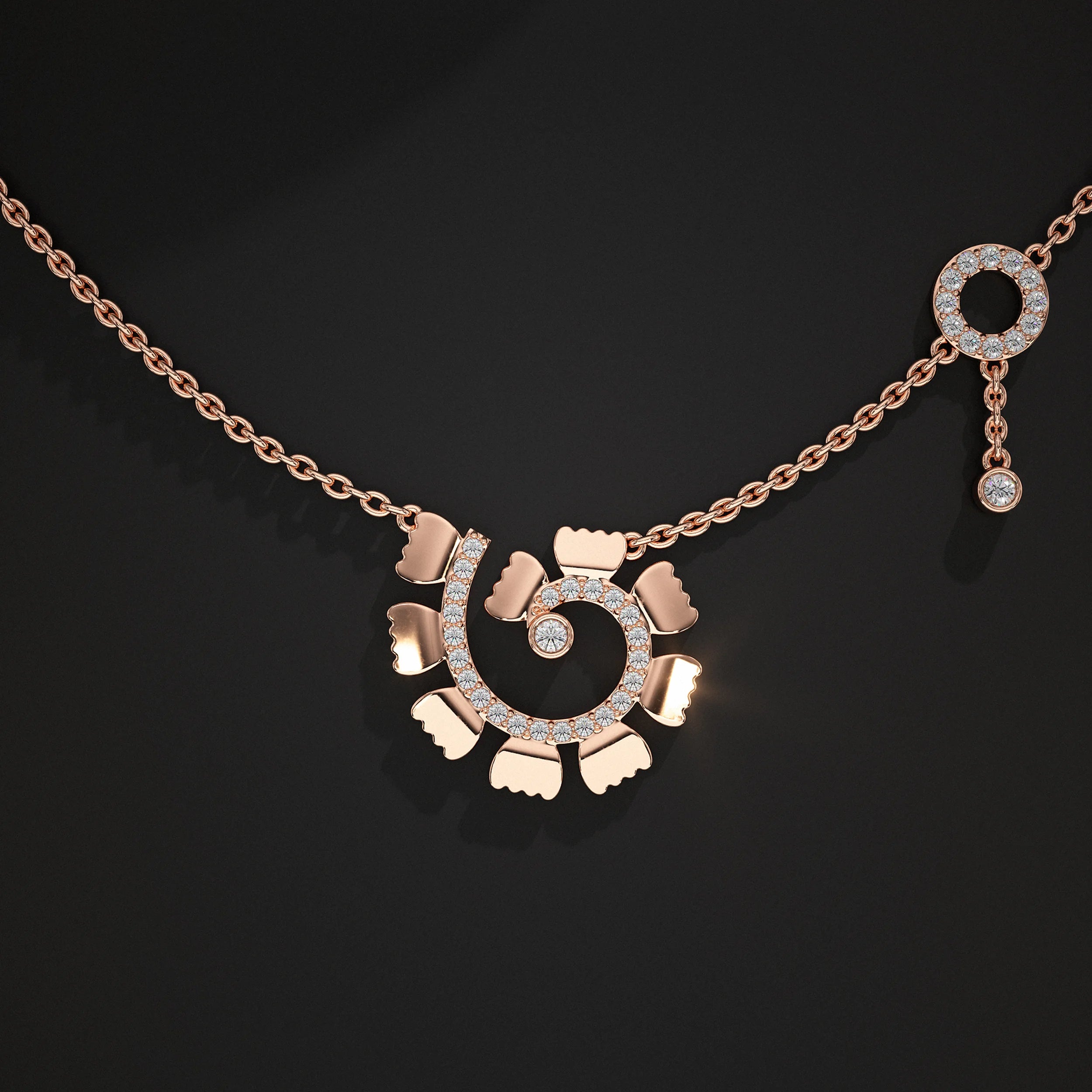 Round Lab Diamond Spiral Pendant Pendant
