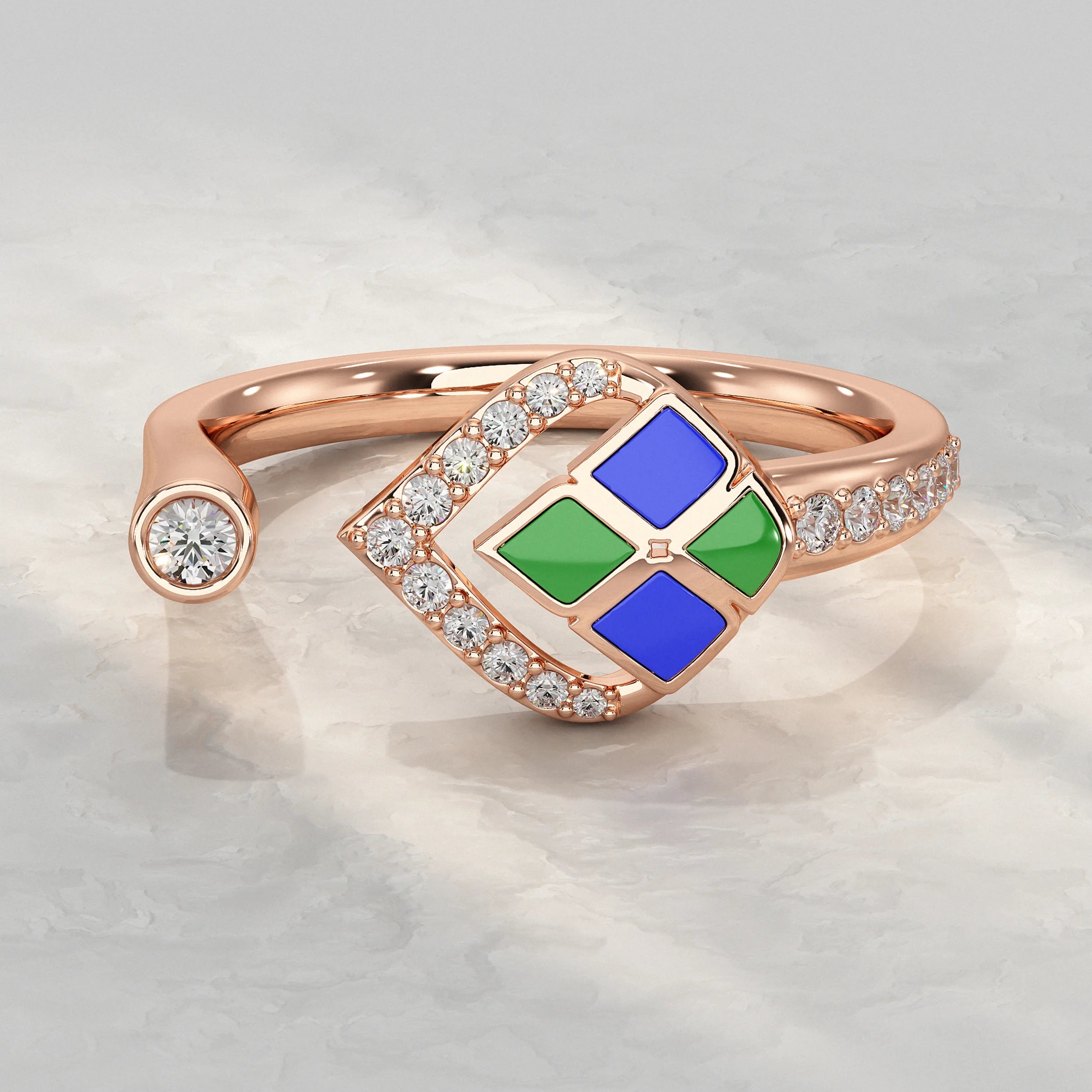 Unique Style Enamel Open Cuff Ring Rings