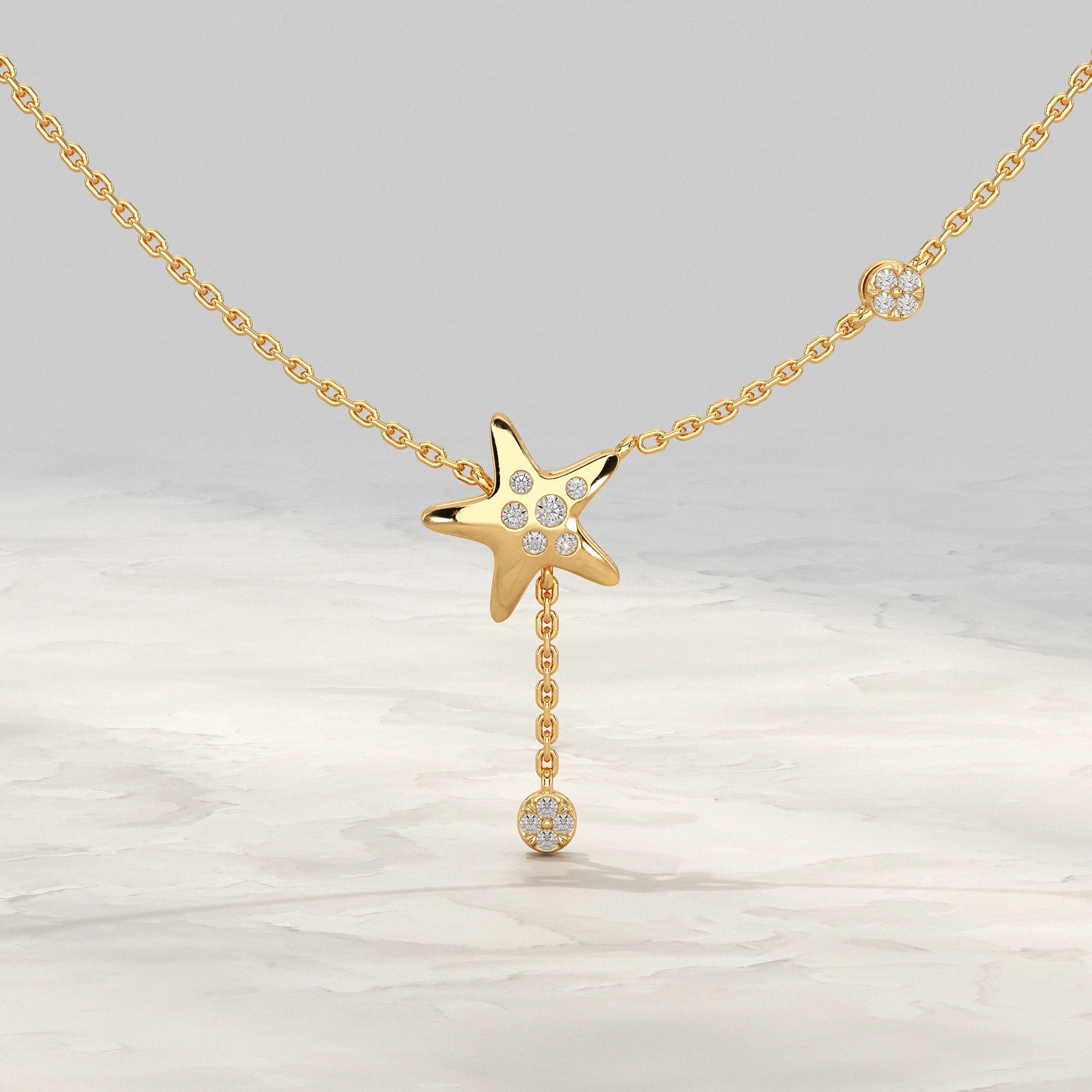 Star Cut Lab Diamond Drop Necklace Pendant