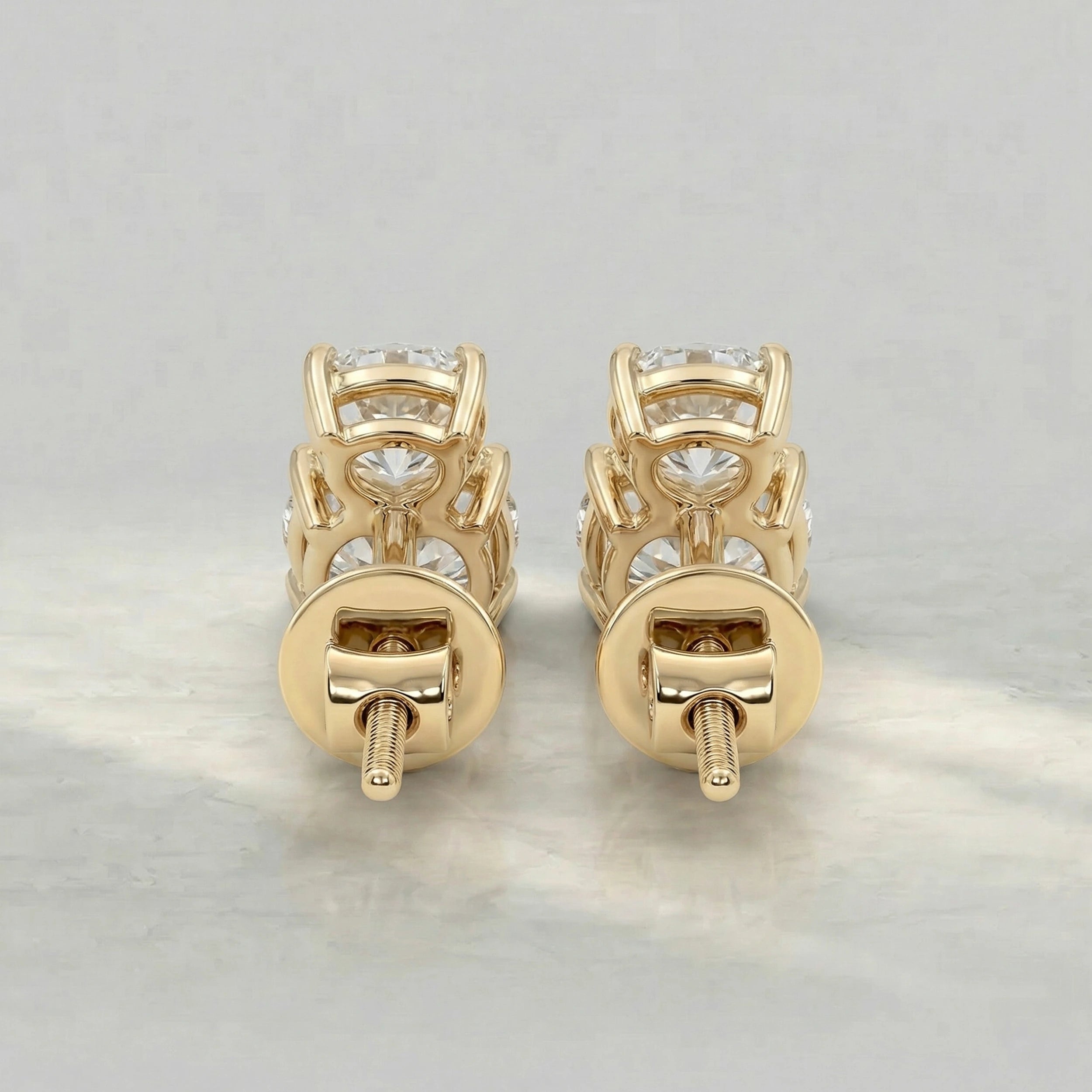 Round Cut Diamond Two Stone Stud Earring Earrings