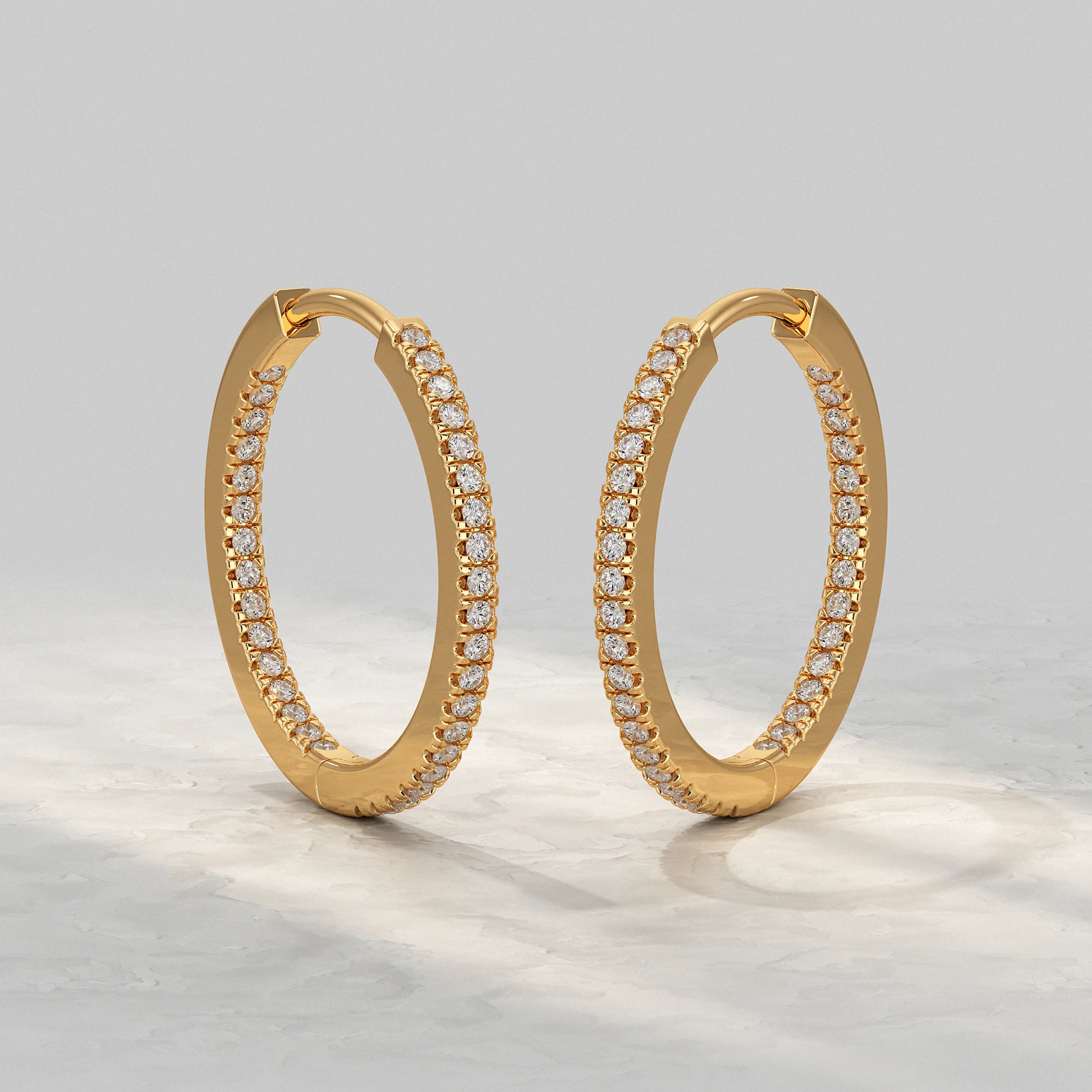 Round Lab Diamond In- Out Hoop Earrings Earrings
