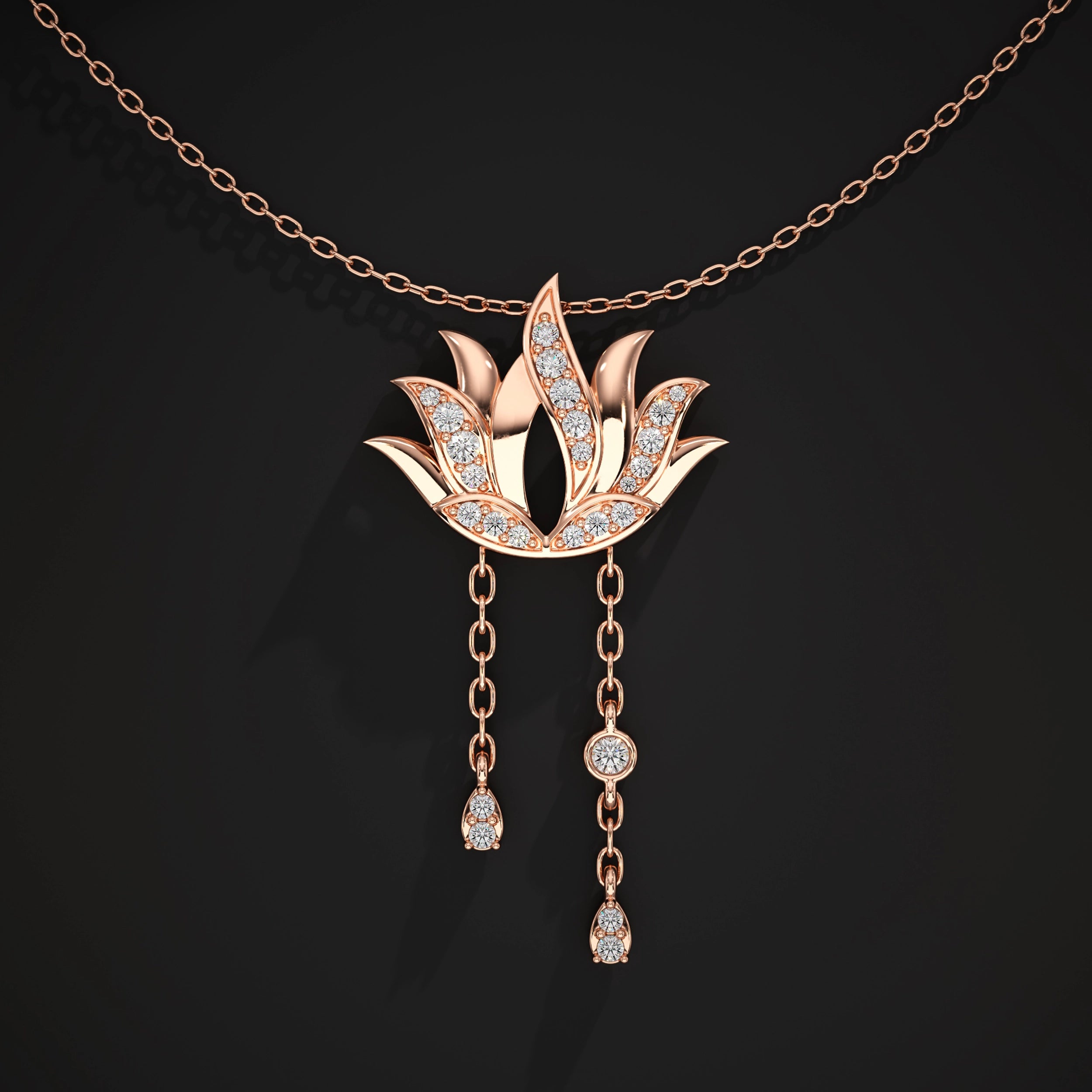 Lotus Pendant With Diamond Accent Pendant
