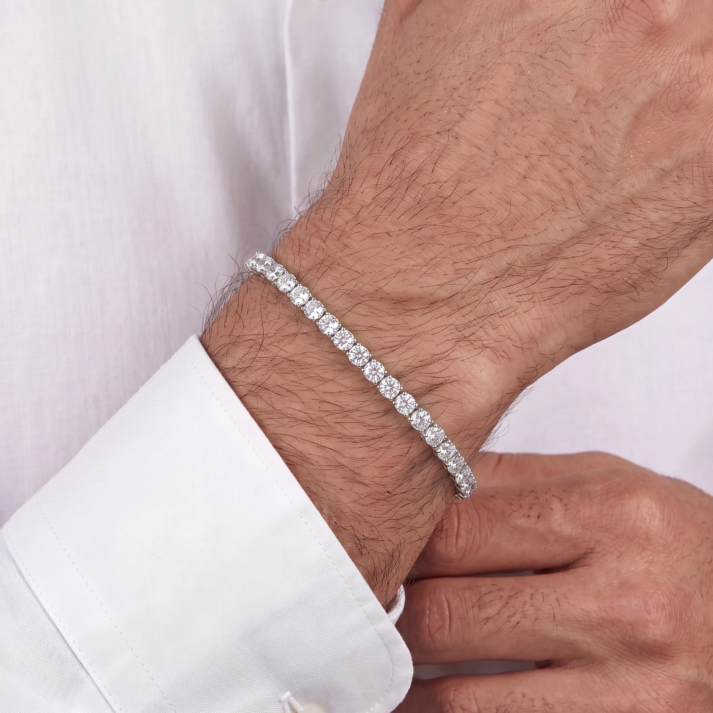 Round Lab Diamond Tennis Bracelet For Men's Bracelet