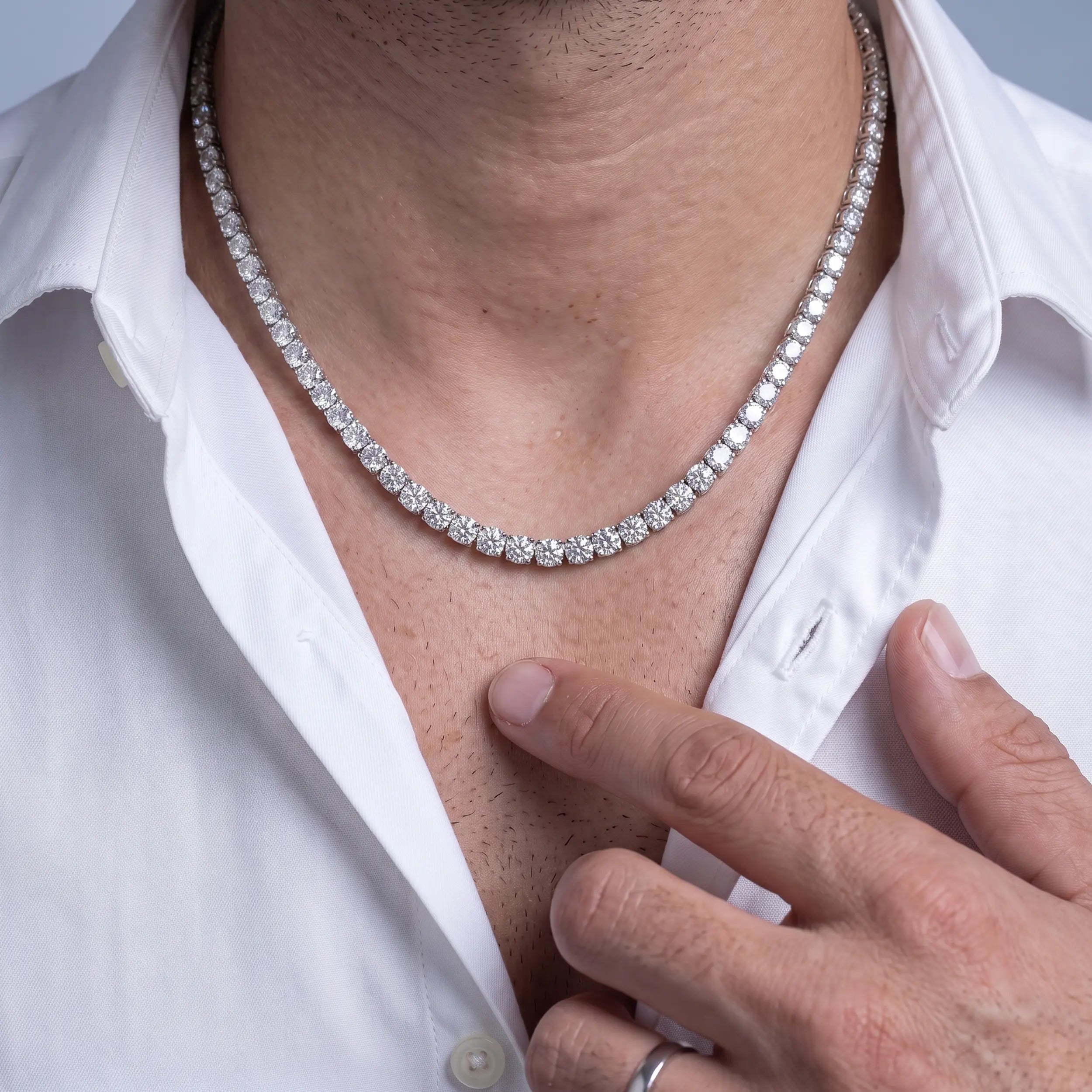Round Lab Diamond Tennis Men's Necklace Bracelet