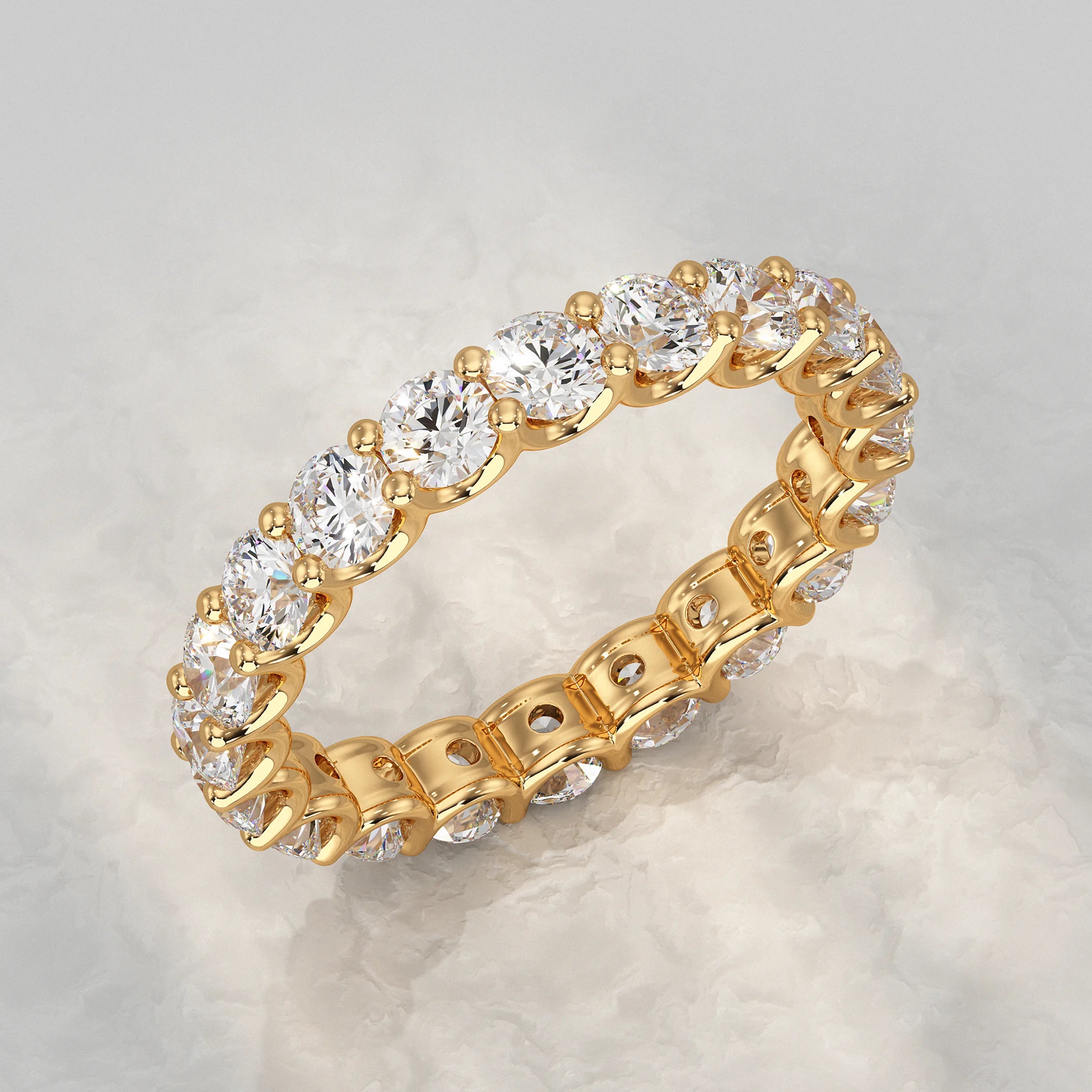 Round Lab Diamond Eternity Wedding Band Rings