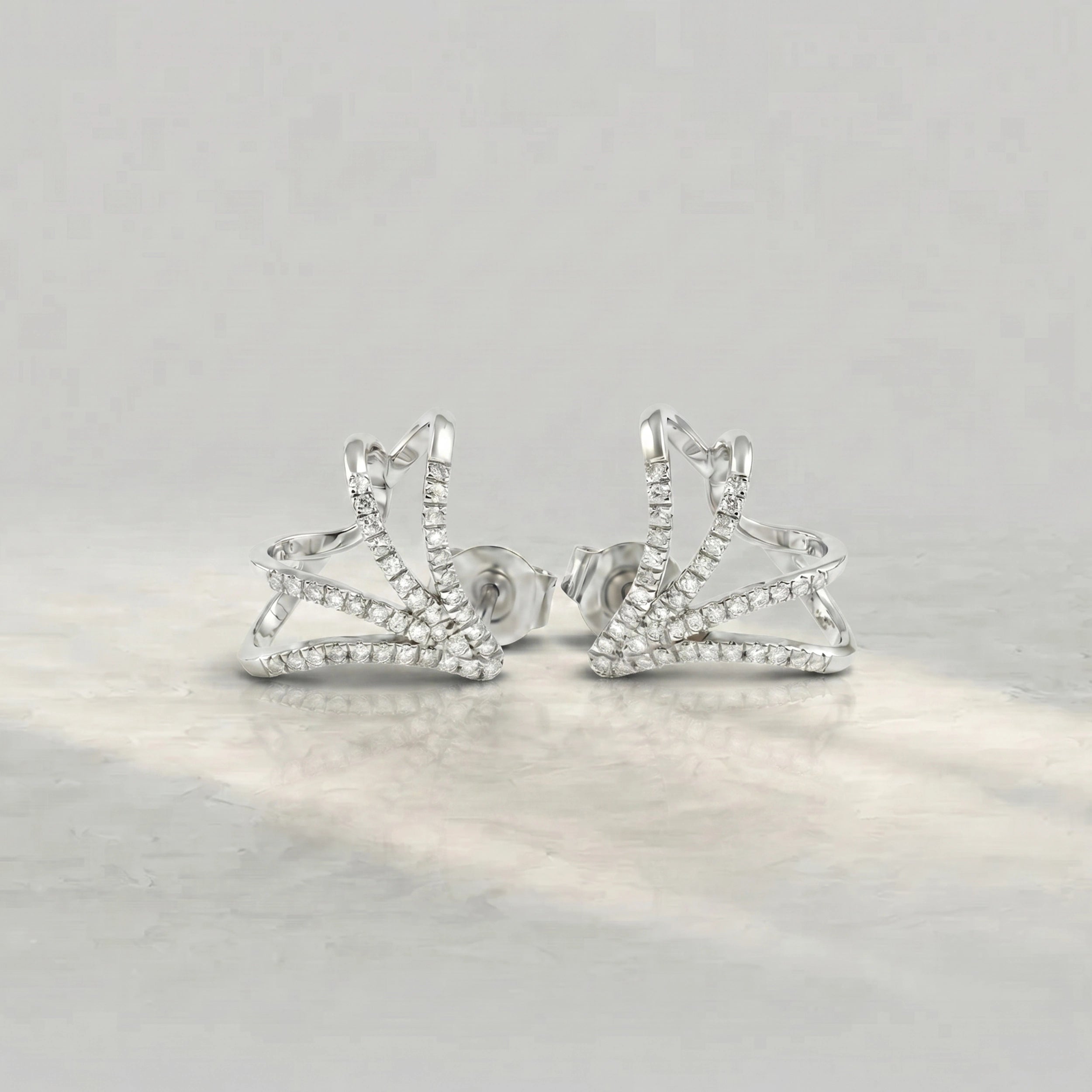 Round Diamond Arrow Cage Huggie Earrings Earrings