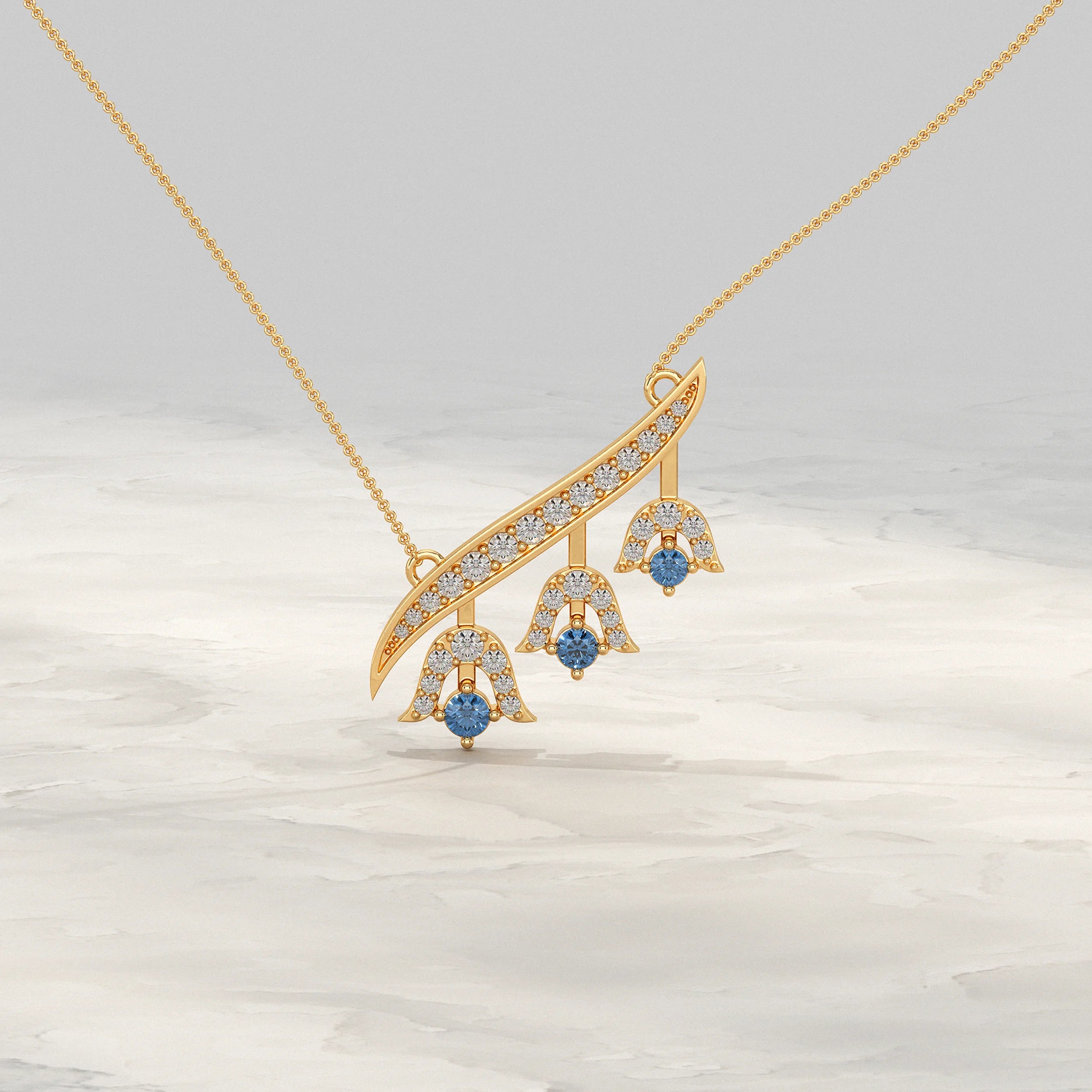 Blue Round Gemstone Bell Design Pendant Pendant