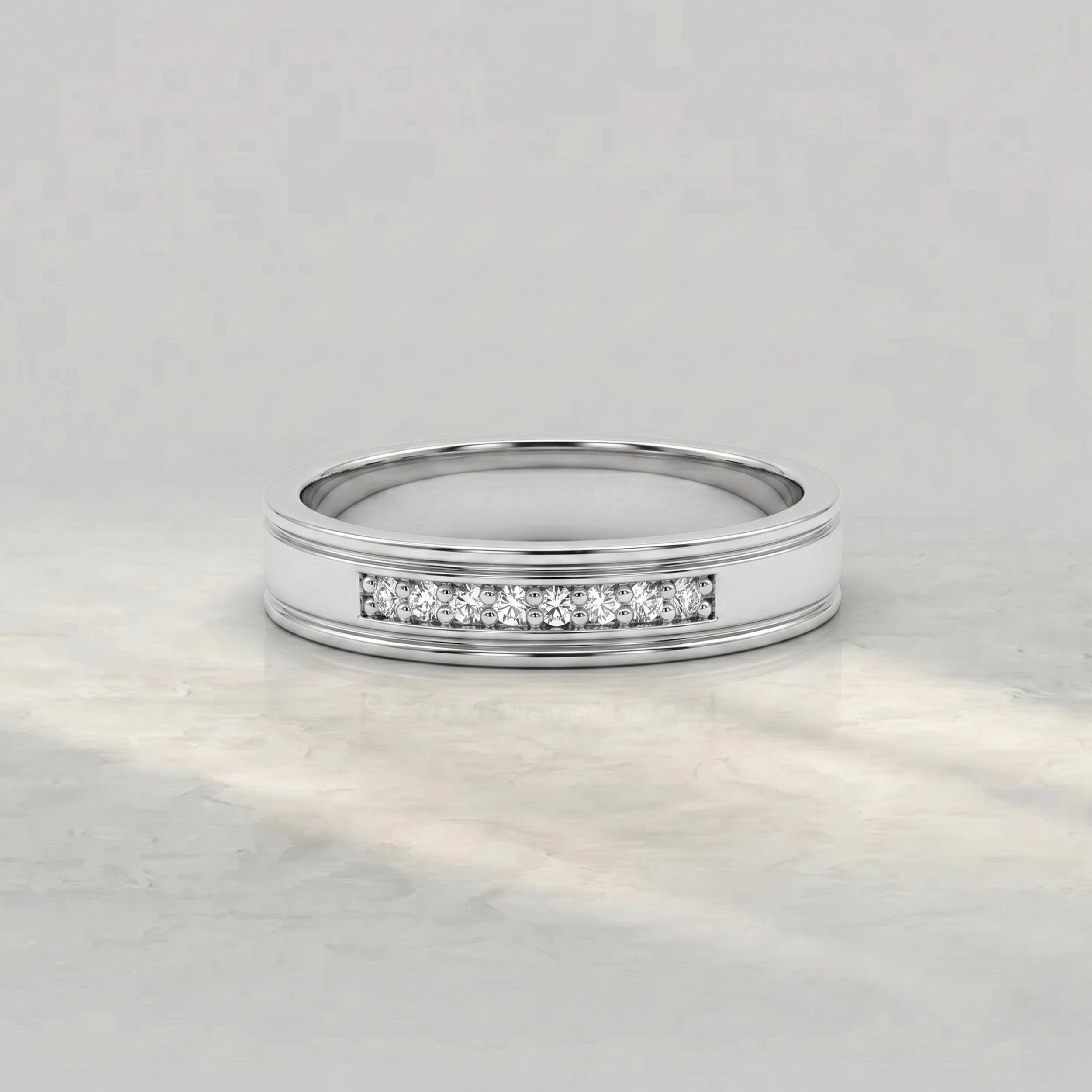 Round Diamond Channel Set Wedding Band Band