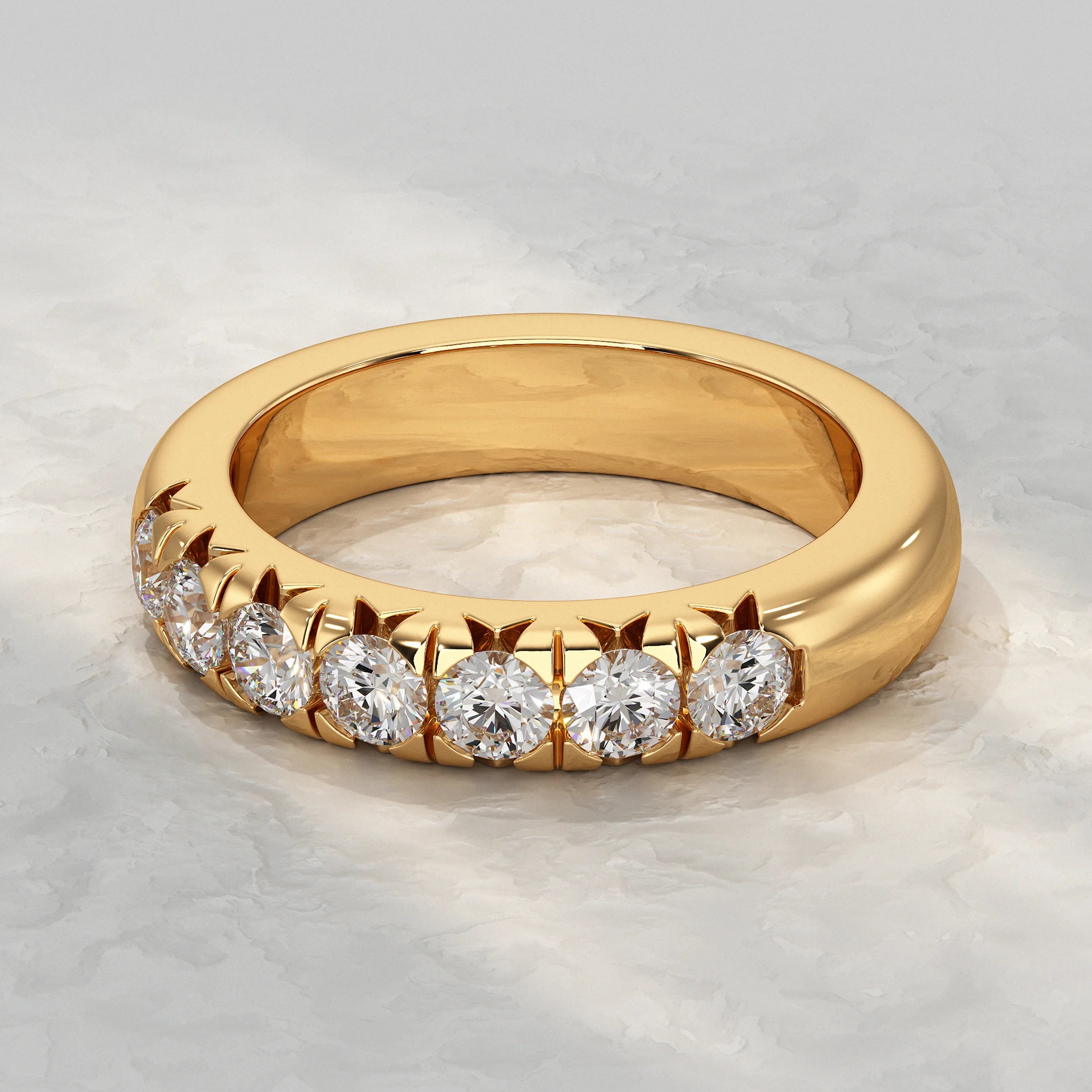 Seven Stone Round Diamond Dainty Band Rings