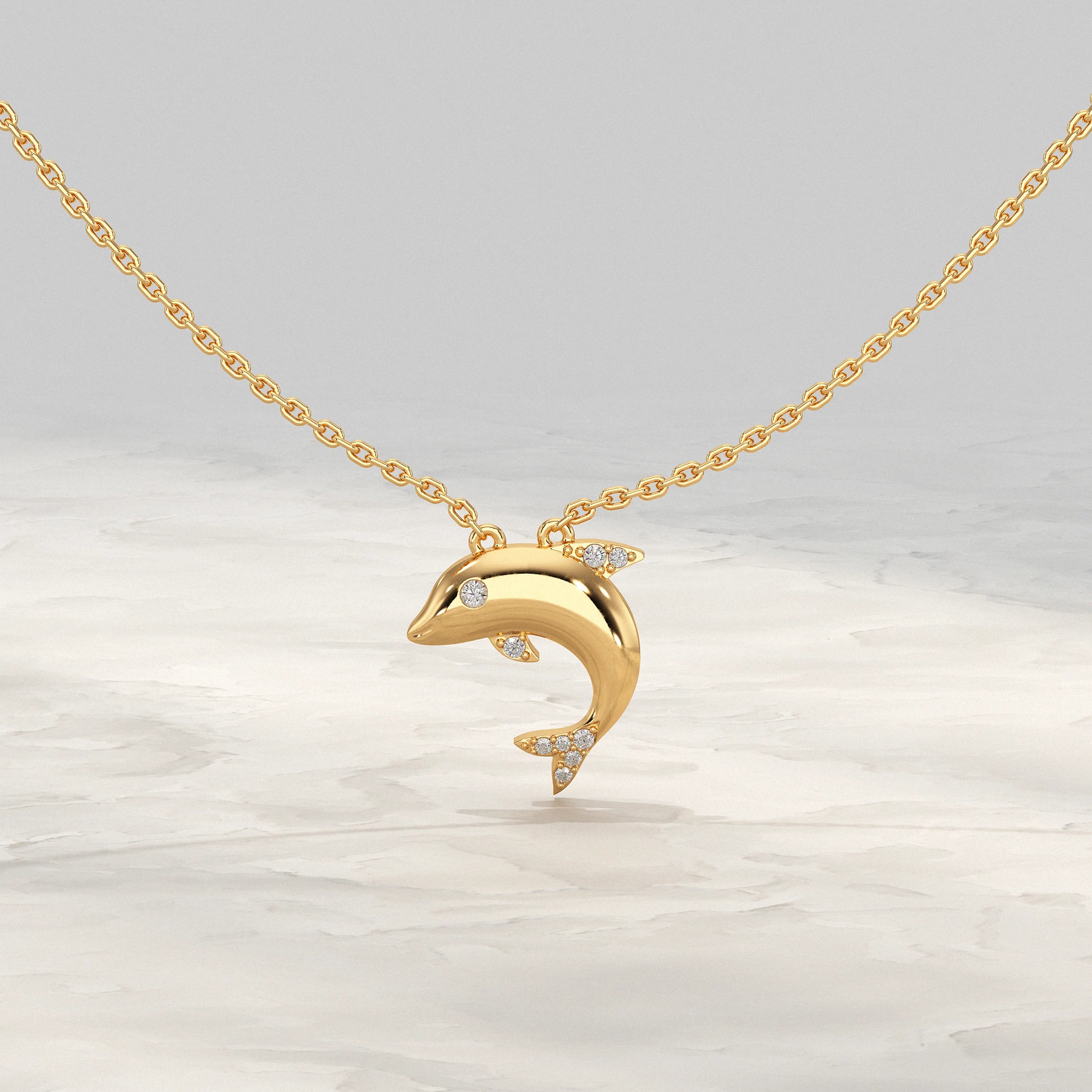 Yellow Gold Dolphin Pendant Pendant