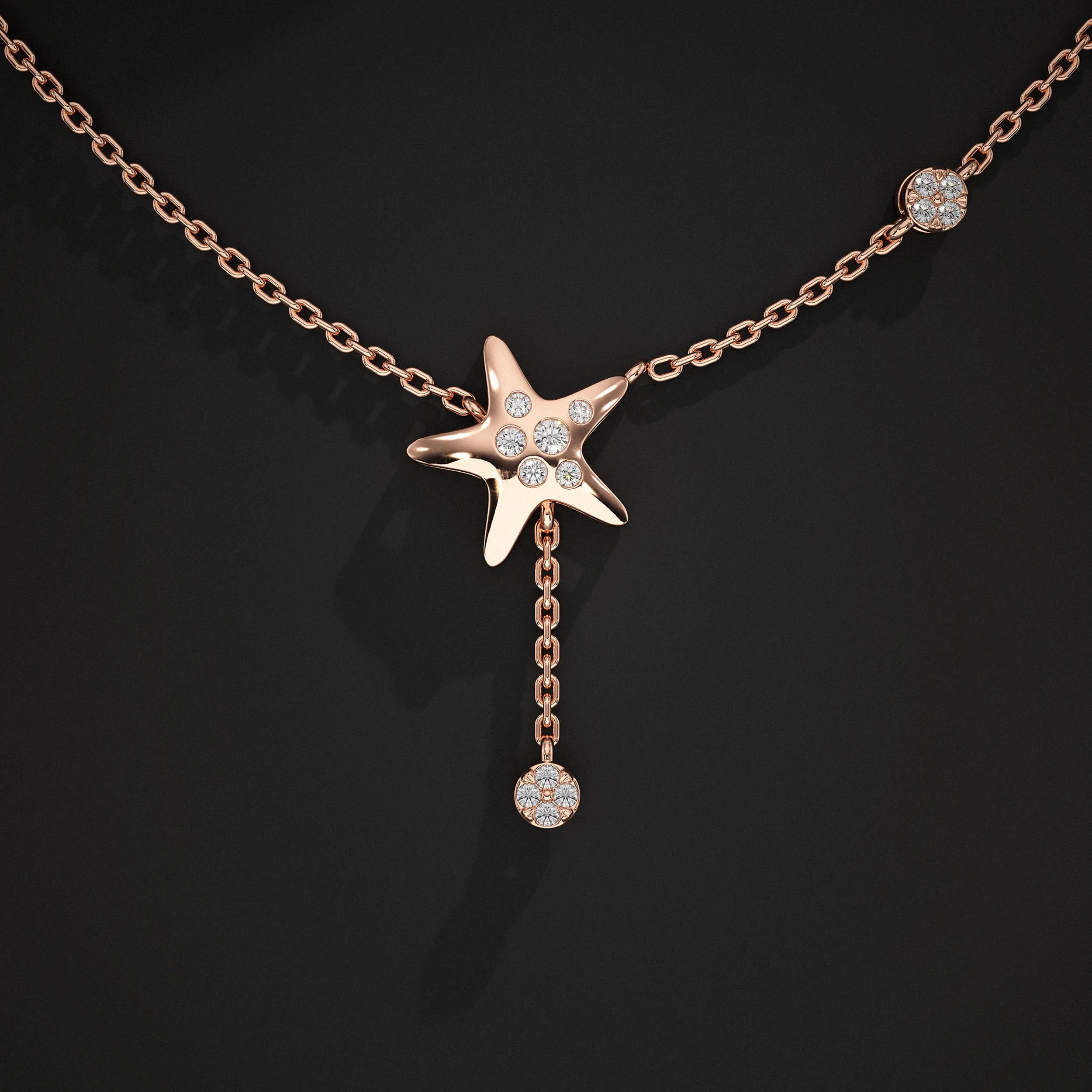 Star Cut Lab Diamond Drop Necklace Pendant