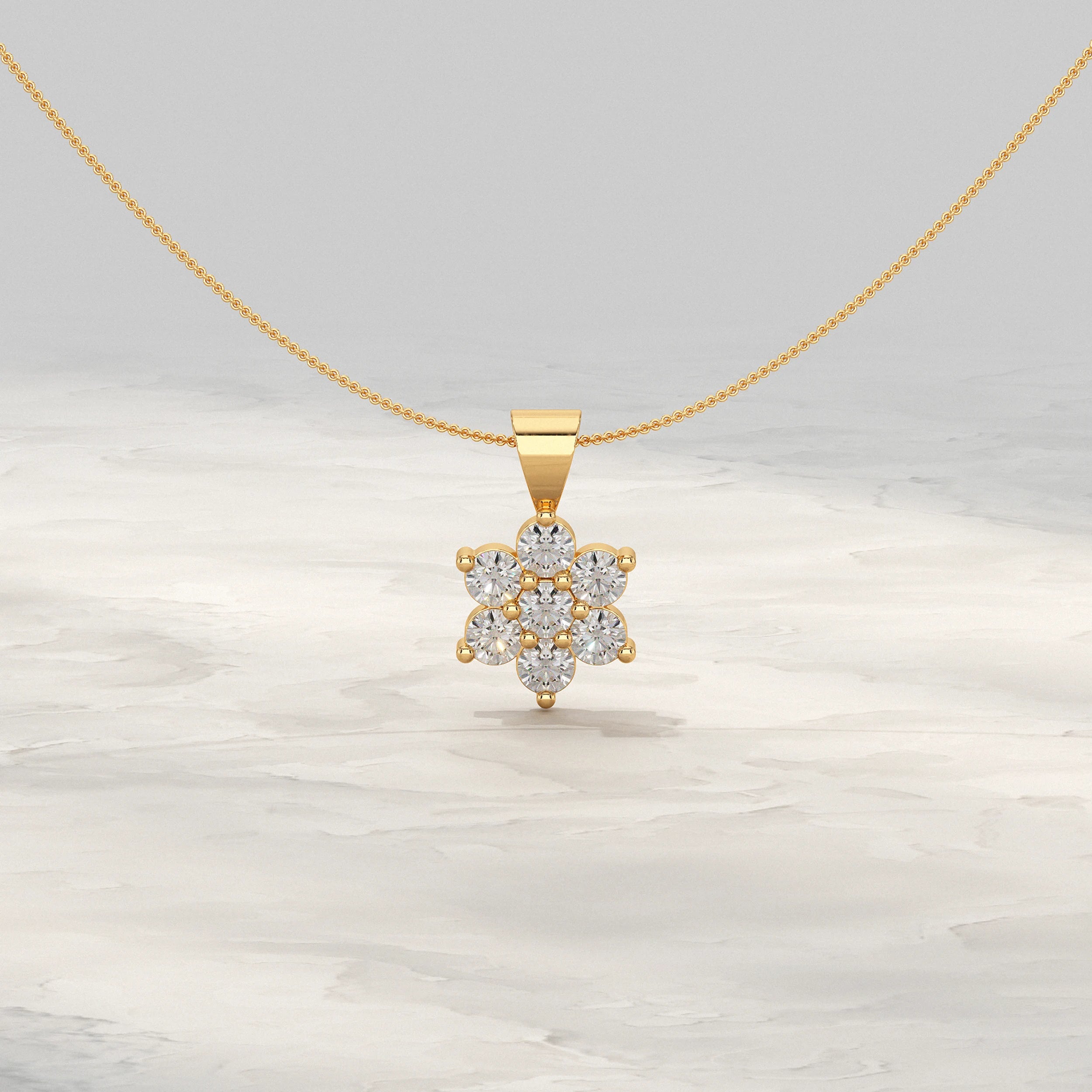 Floral Shape Round Lab Diamond Pendant Pendant