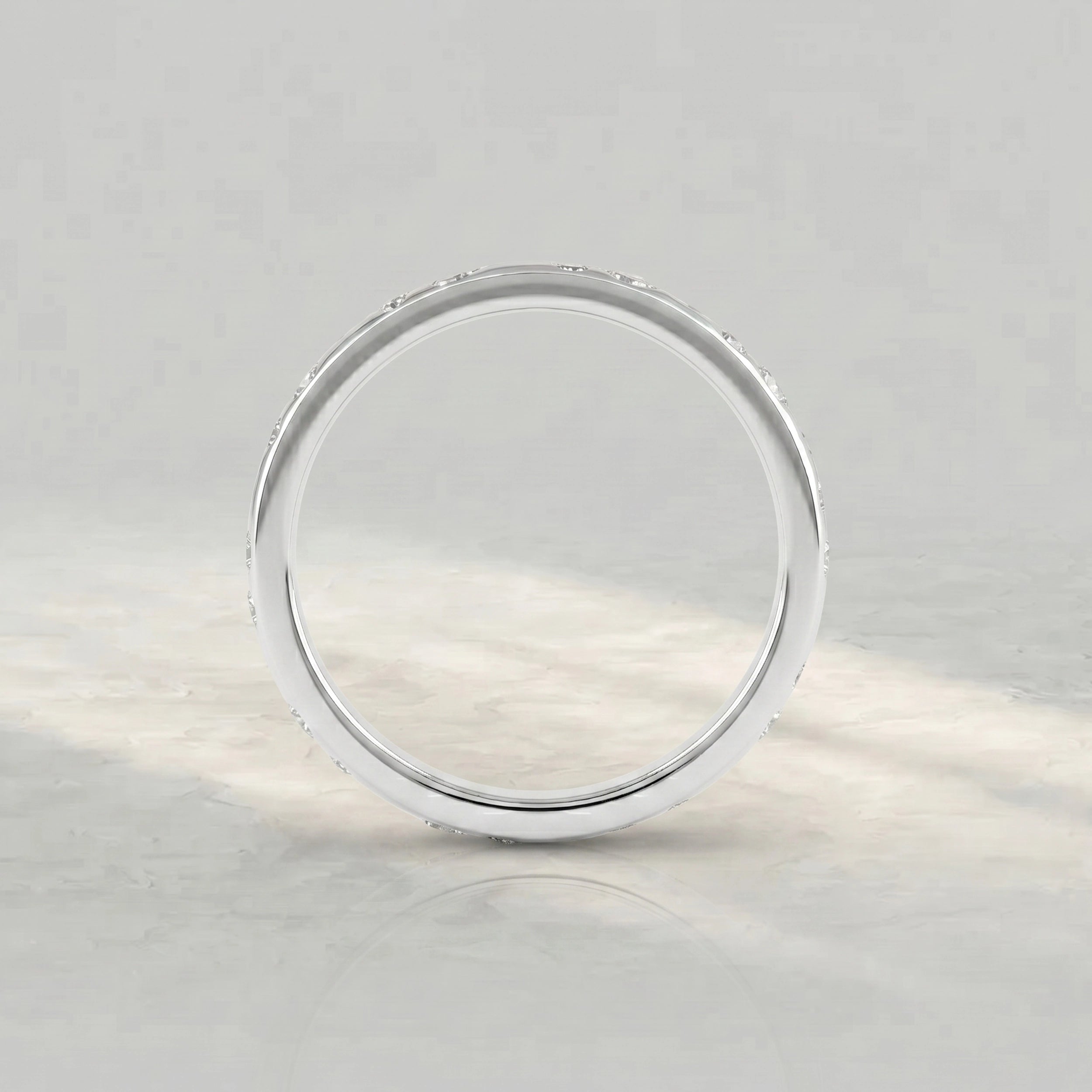 Round Lab Diamond Flush Set Wedding Band Rings