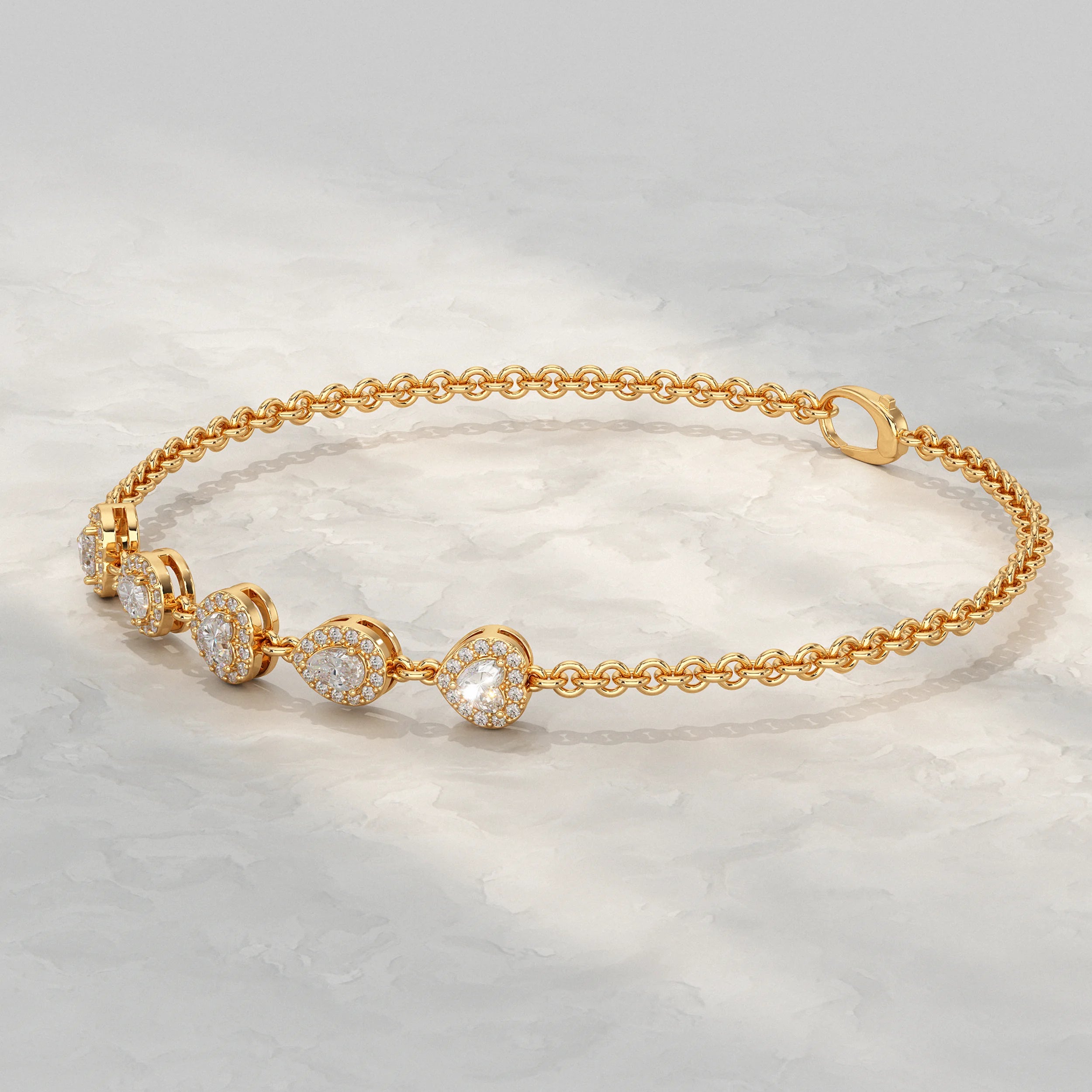 Five Stone Lab Diamond Halo Bracelet Bracelet