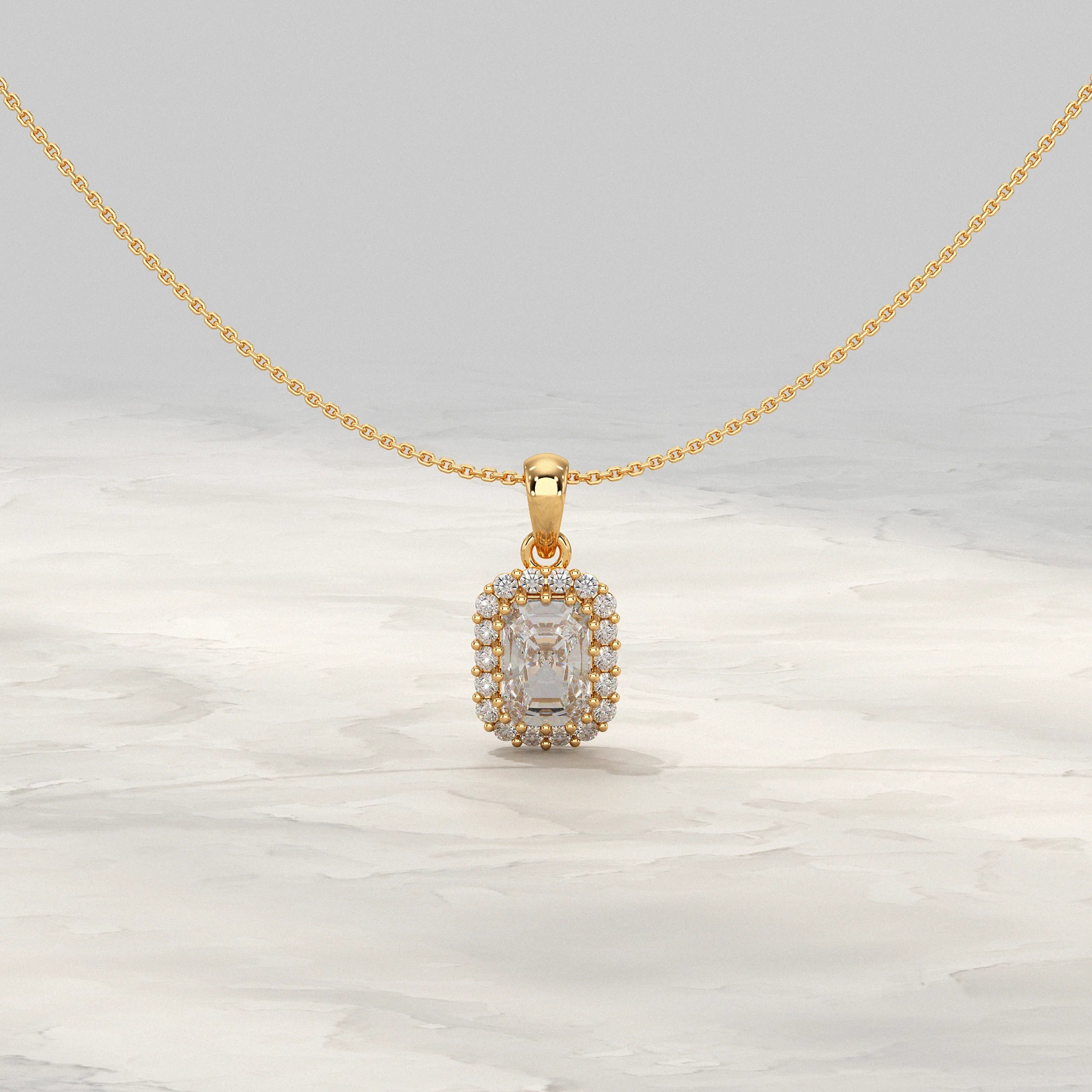 Radiant Lab Diamond Halo Pendant Pendant