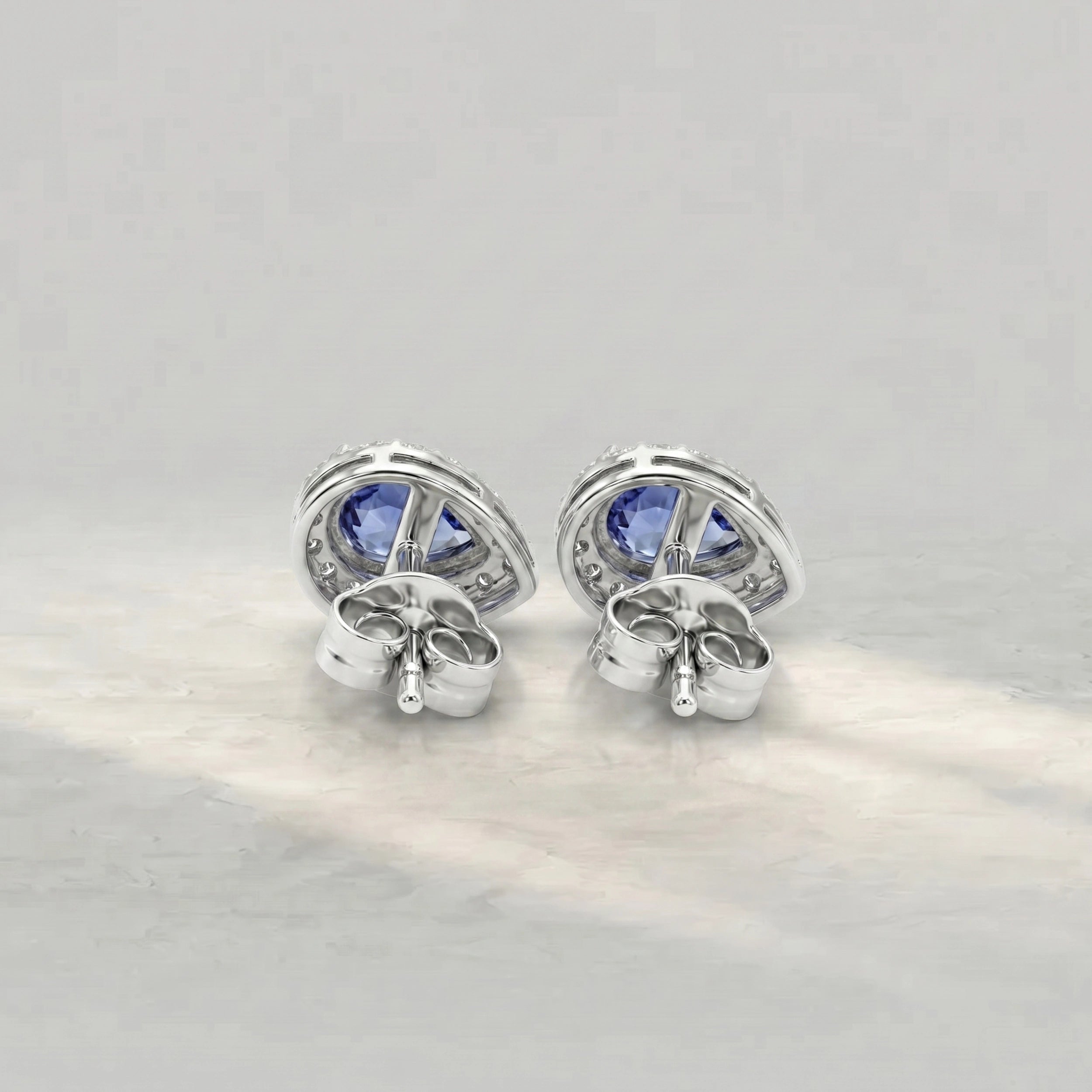 Sapphire Pear Gemstone Halo Stud Earrings Earrings