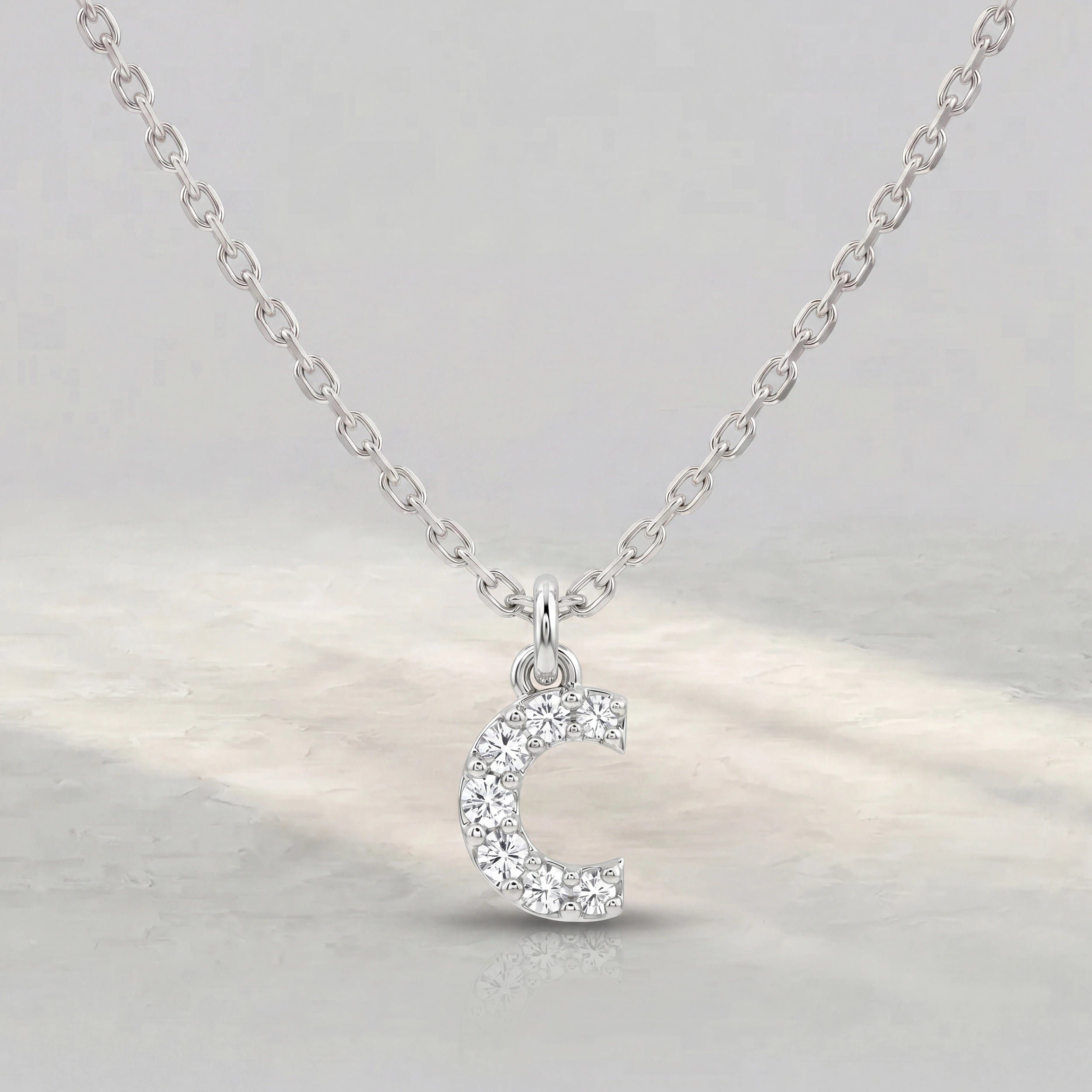 C Letter Lab Diamond Pendant Pendant