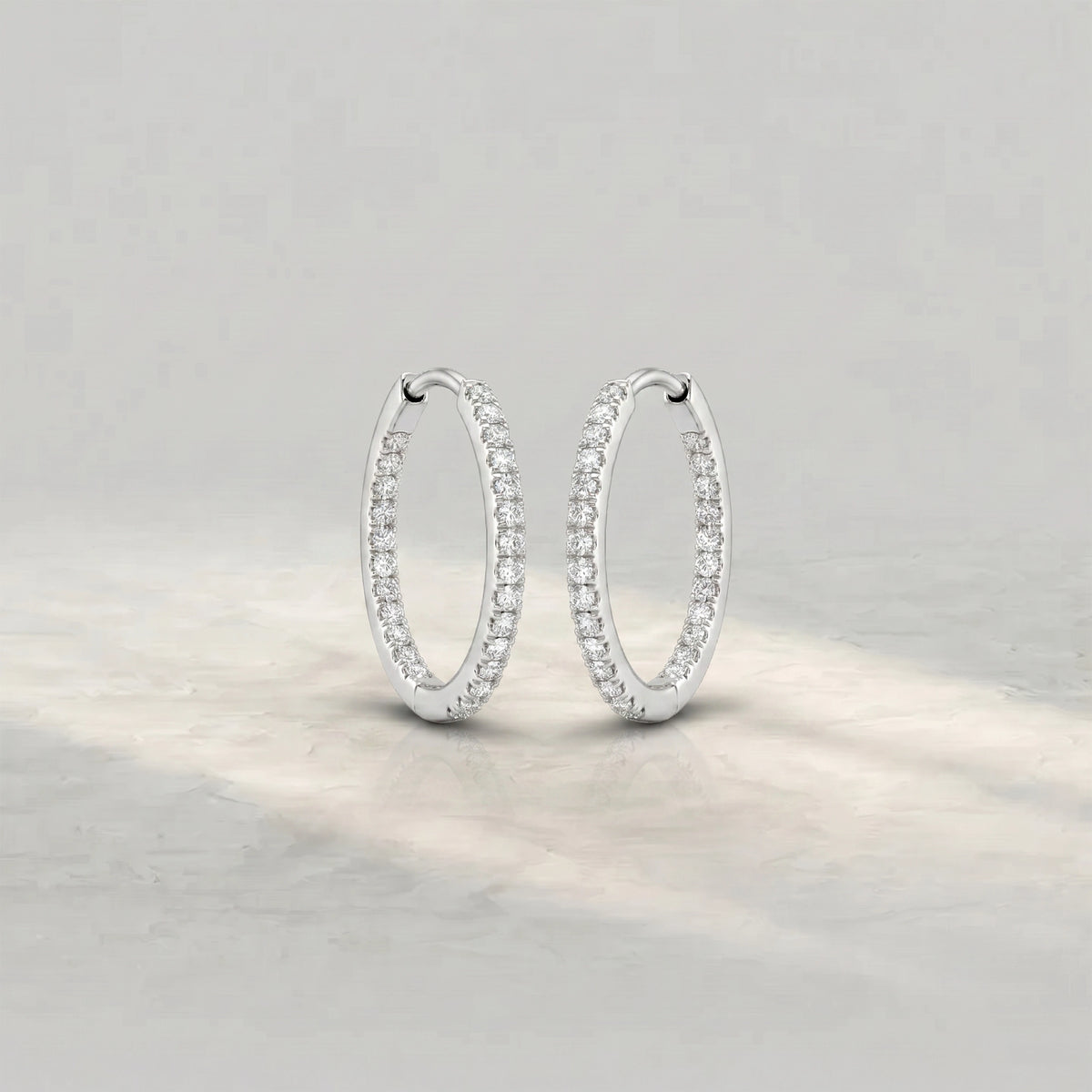 Round Diamond Inside Hoop Earrings Earrings