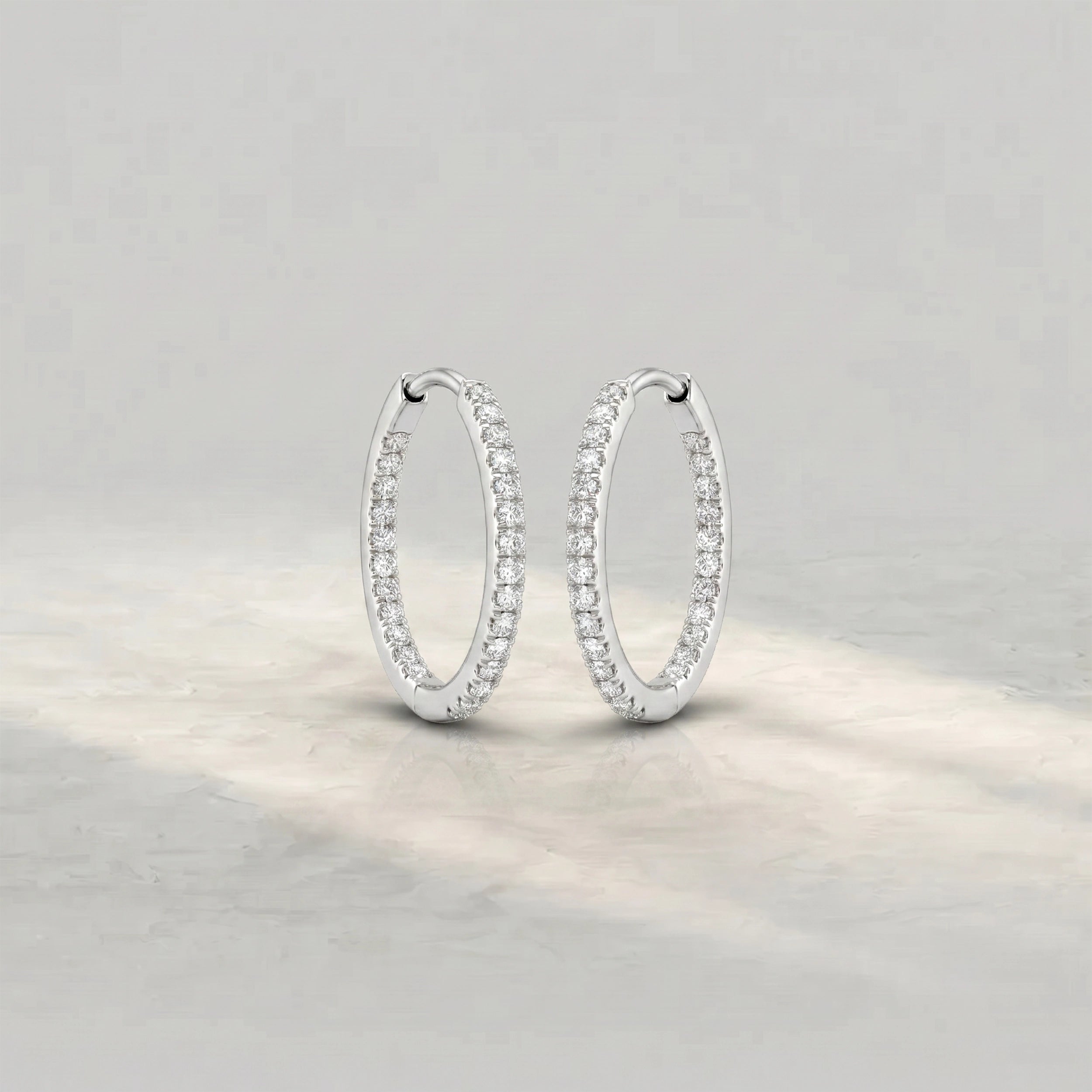 Round Diamond Inside Hoop Earrings Earrings
