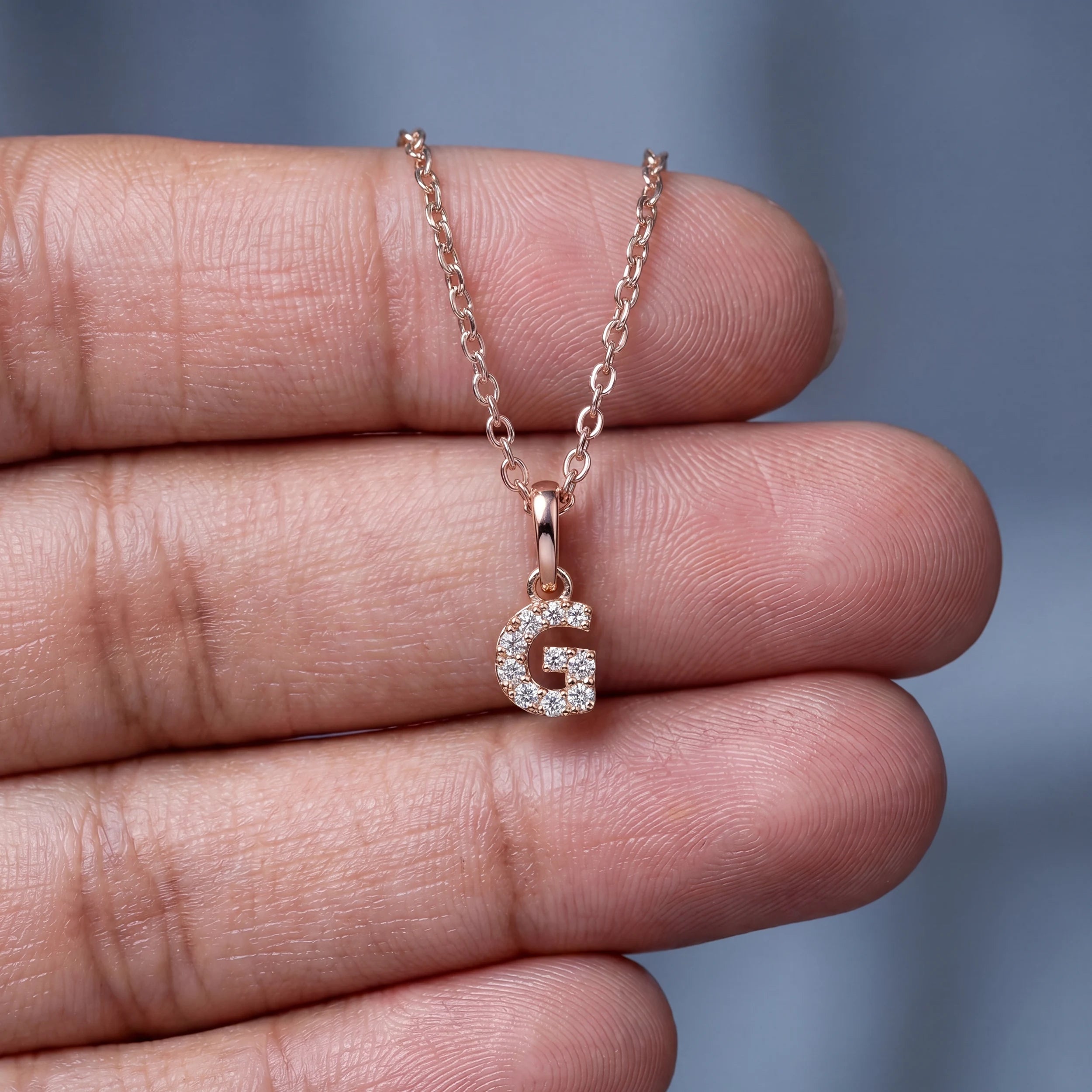 Round Diamond Initial Letter Pendant Pendant