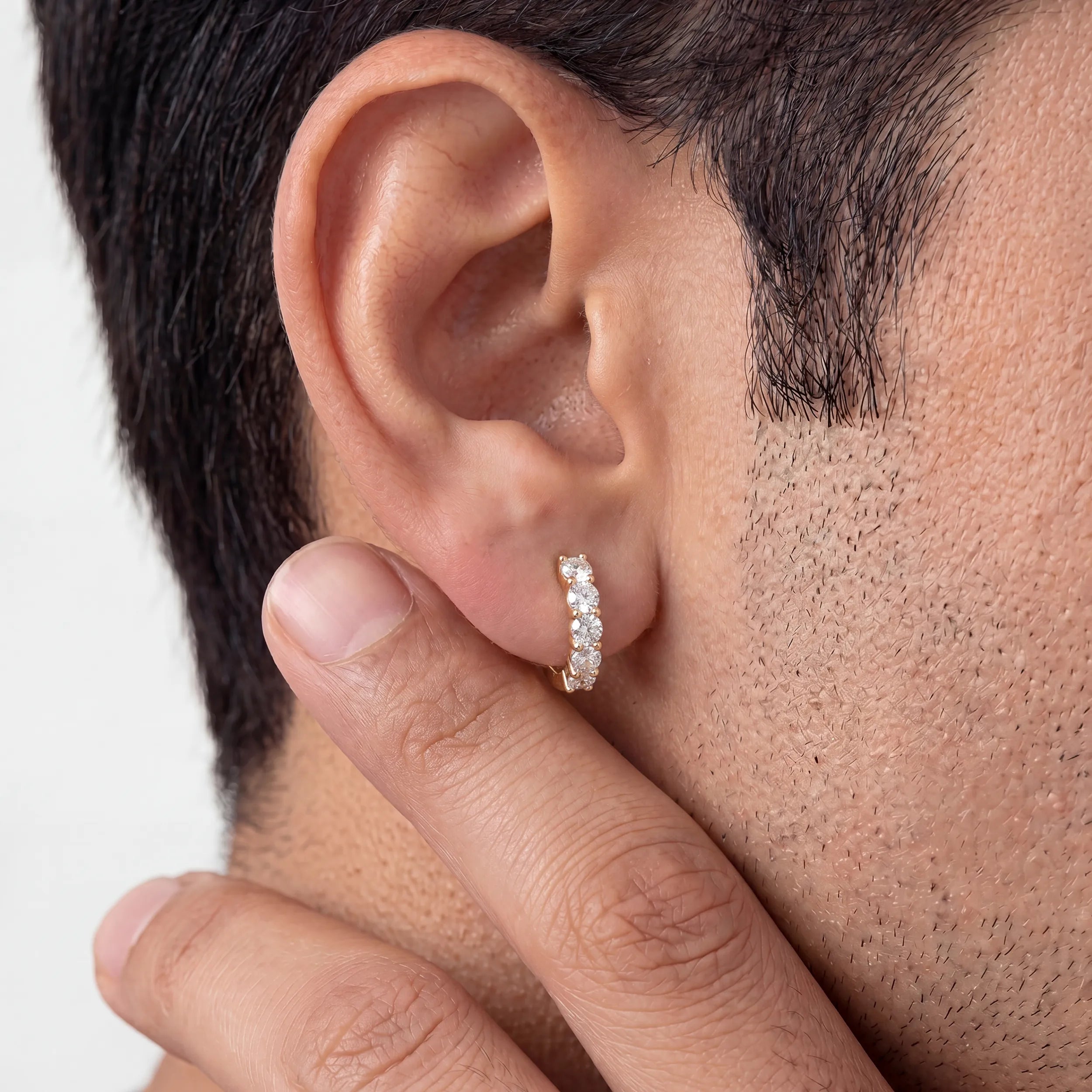 Round Diamond Men's Hoop Earrings Earrings