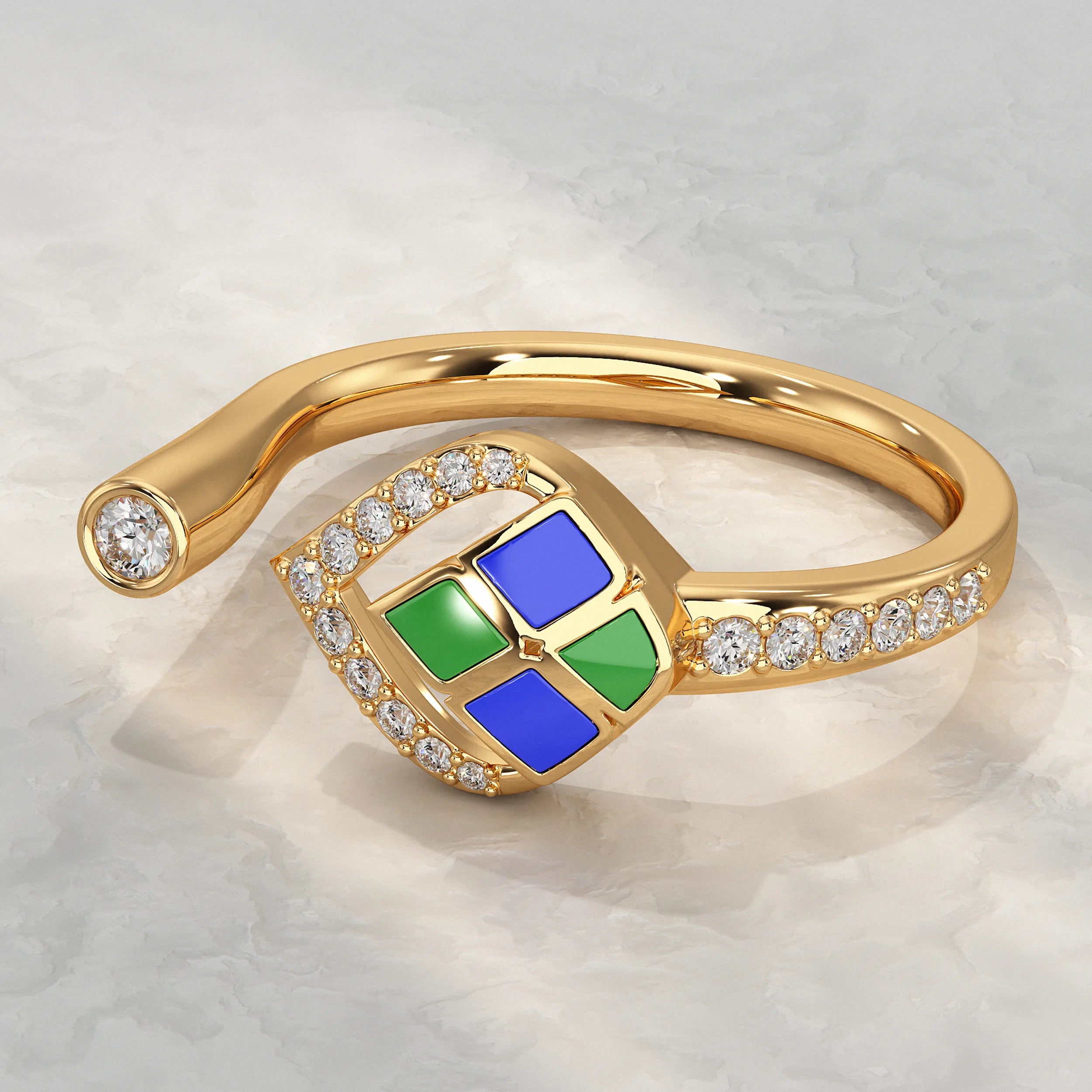 Unique Style Enamel Open Cuff Ring Rings