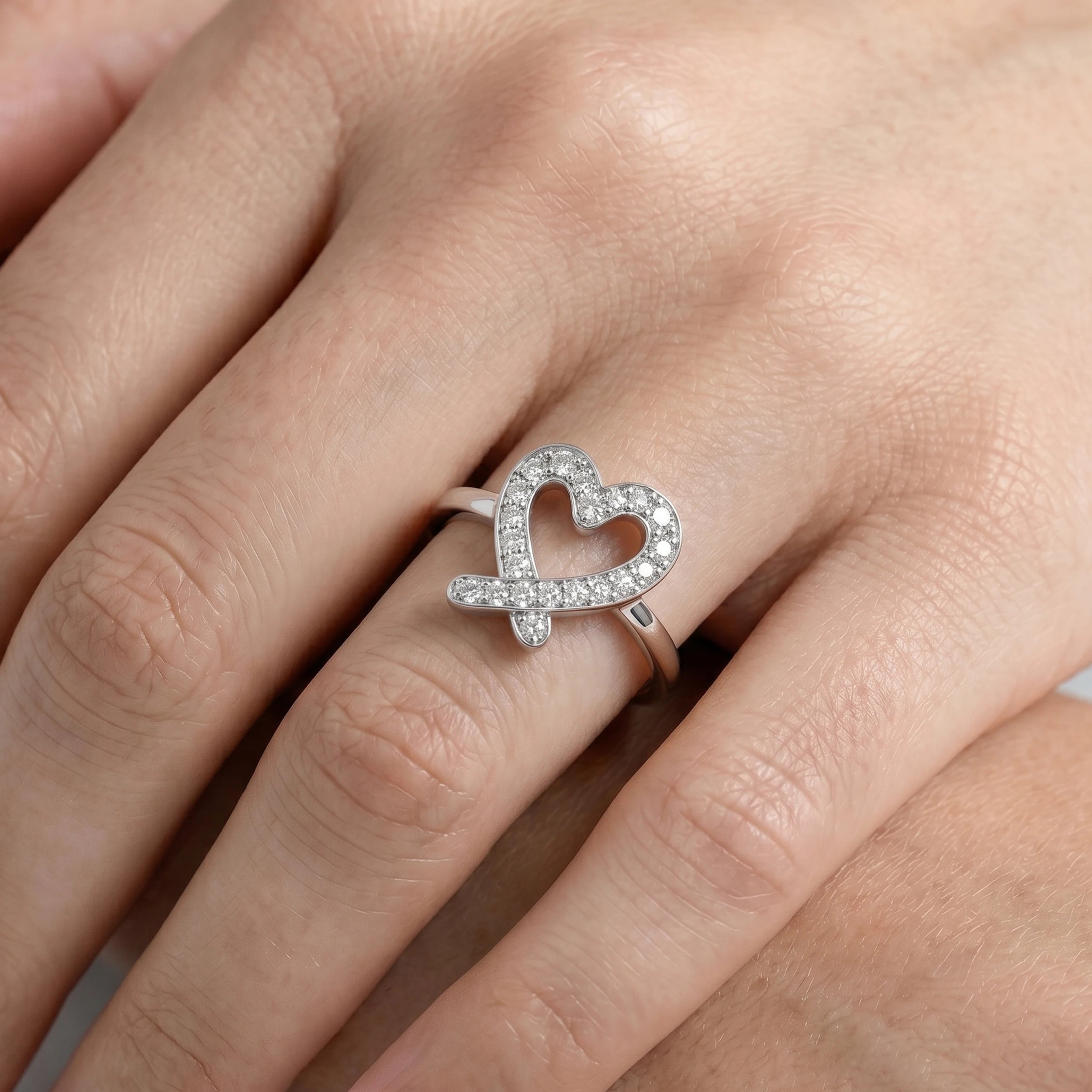 Heart Cut Lab Diamond Open Ring Rings