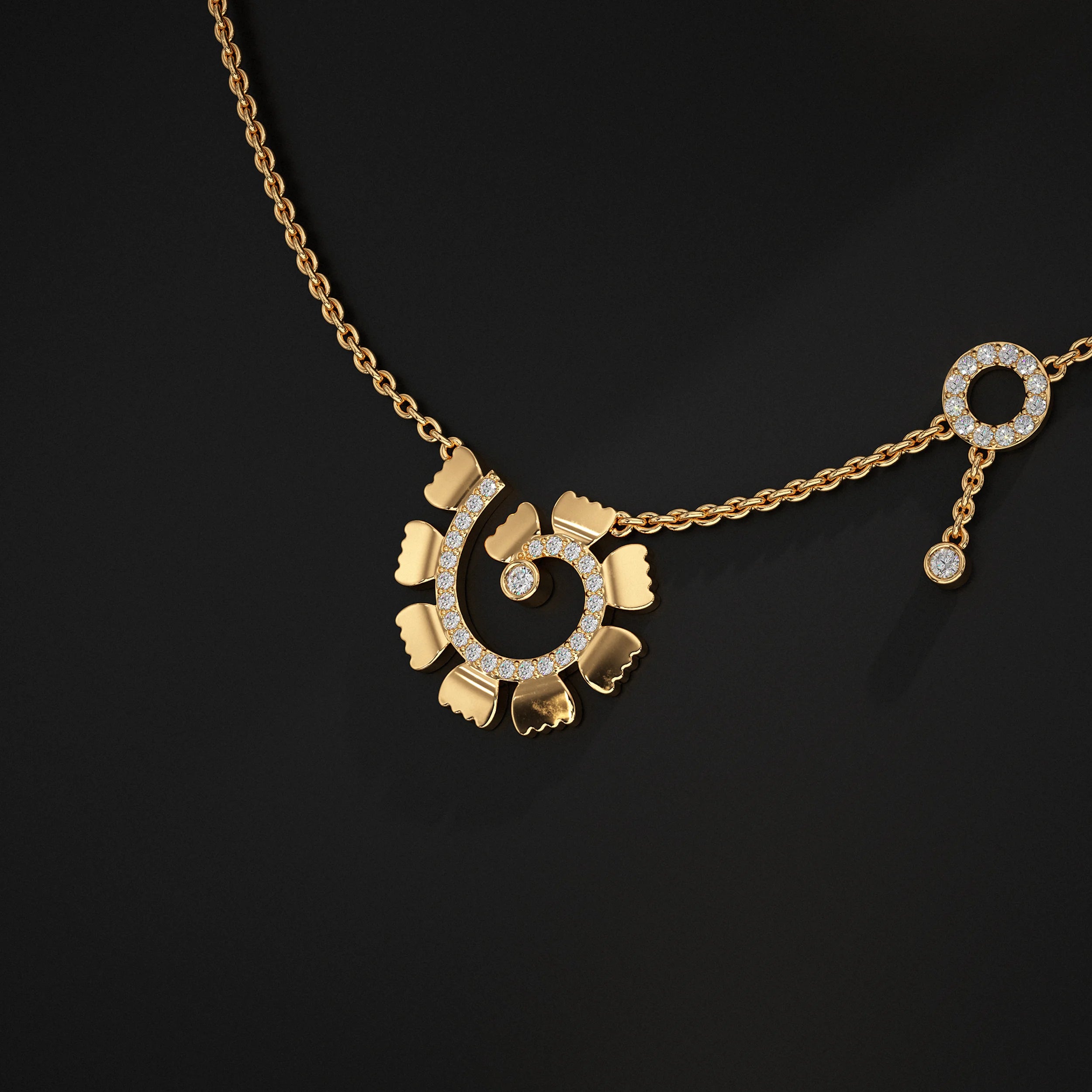 Round Lab Diamond Spiral Pendant Pendant
