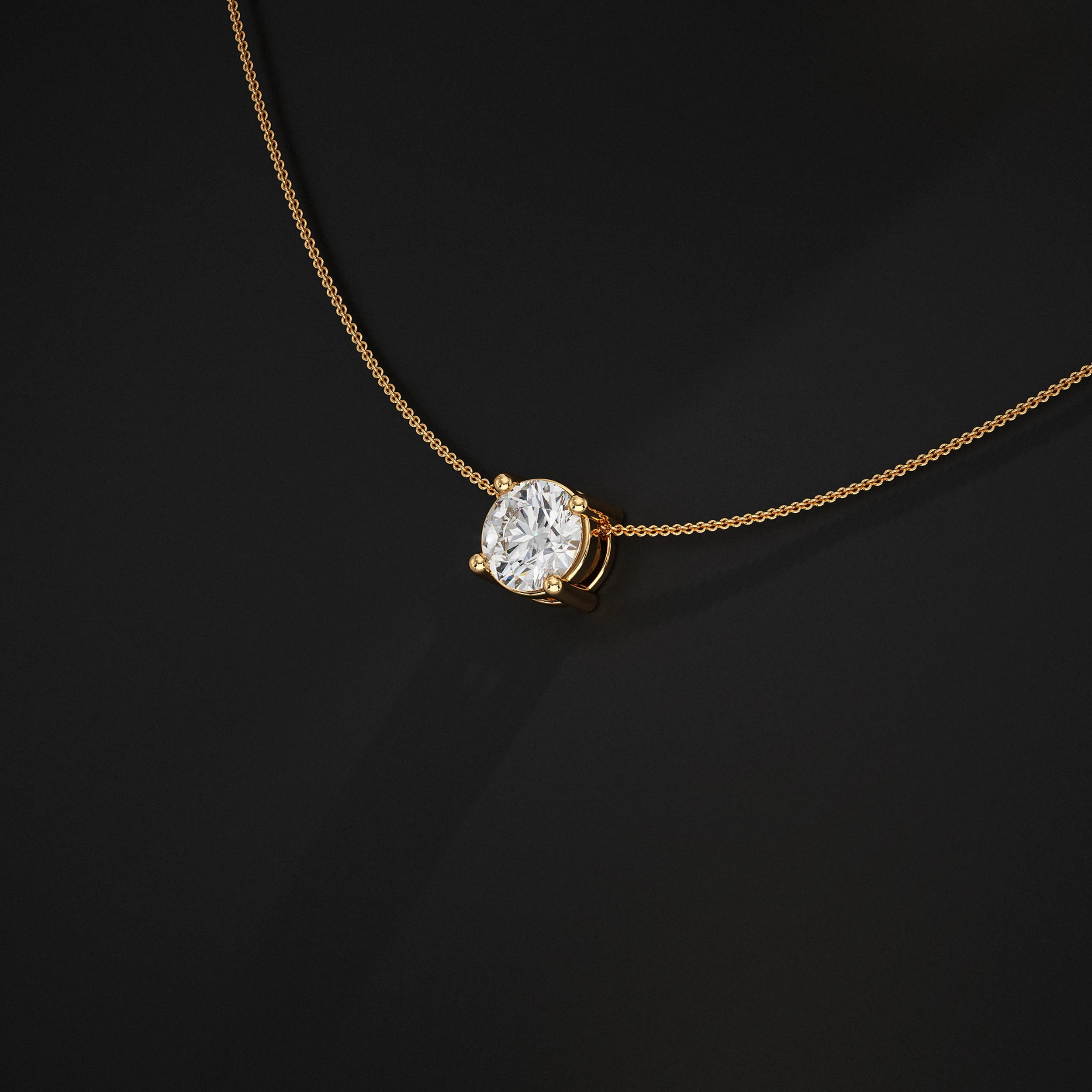 Round Lab Diamond Solitaire Pendant Pendant