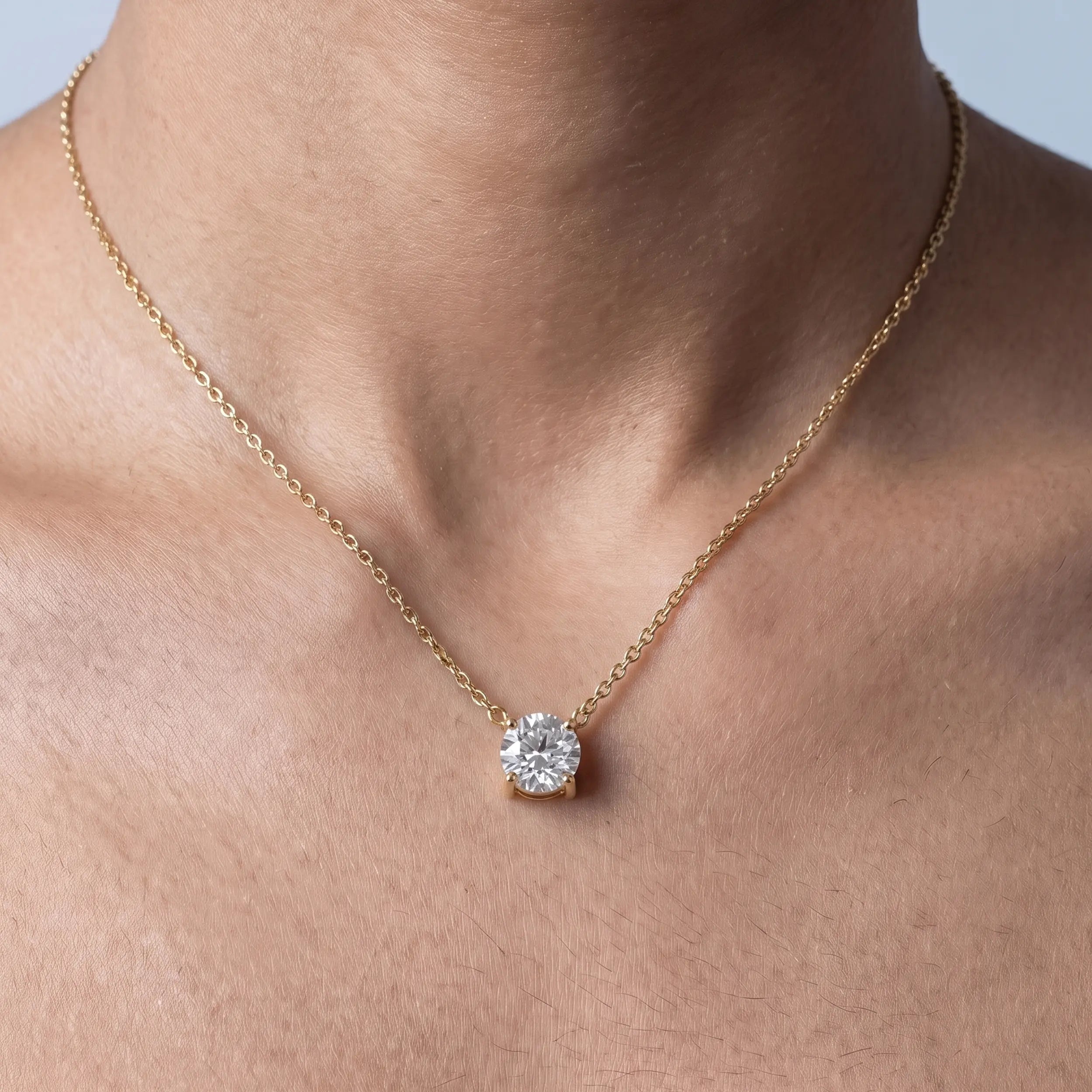 Round Lab Diamond Solitaire Pendant Pendant