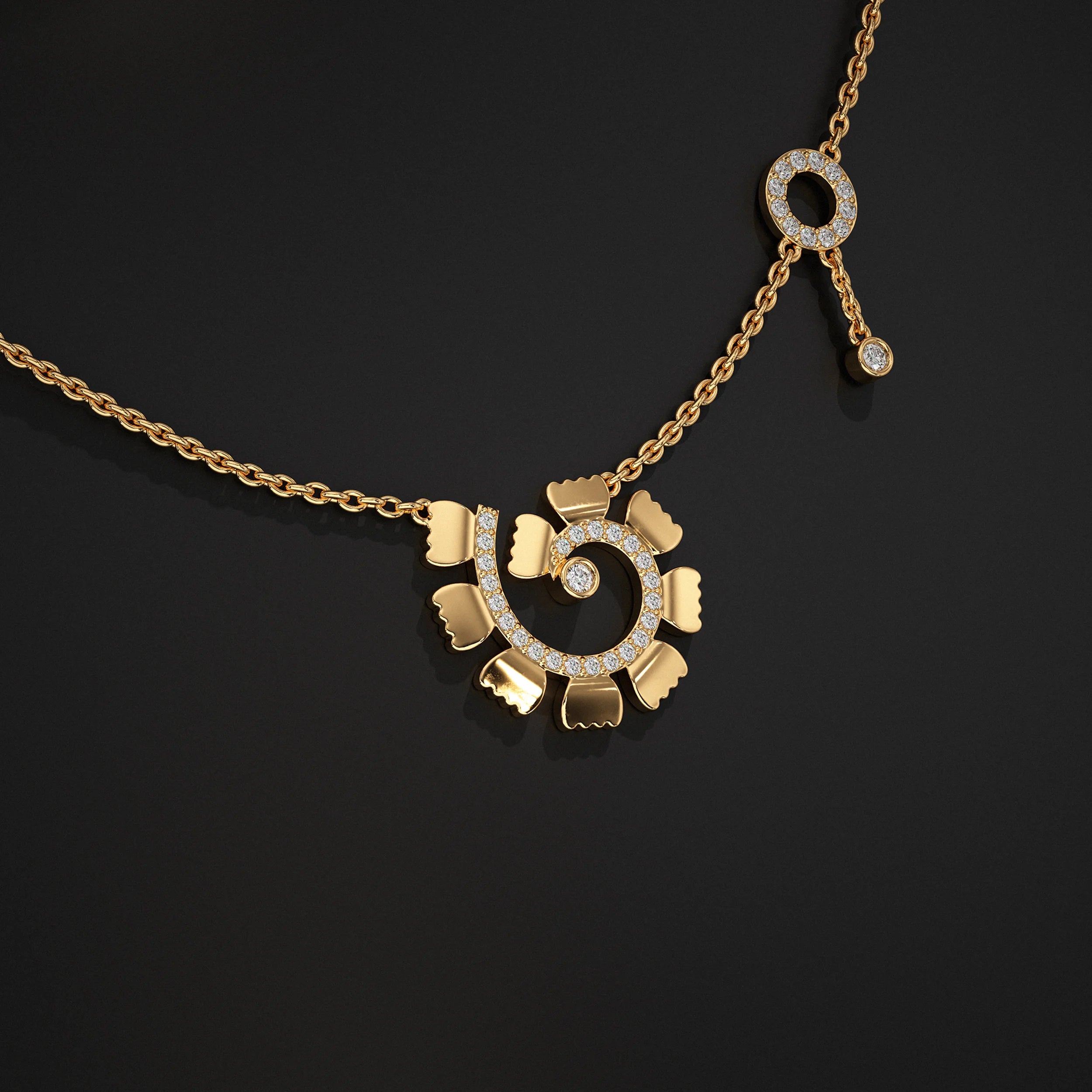 Round Lab Diamond Spiral Pendant Pendant