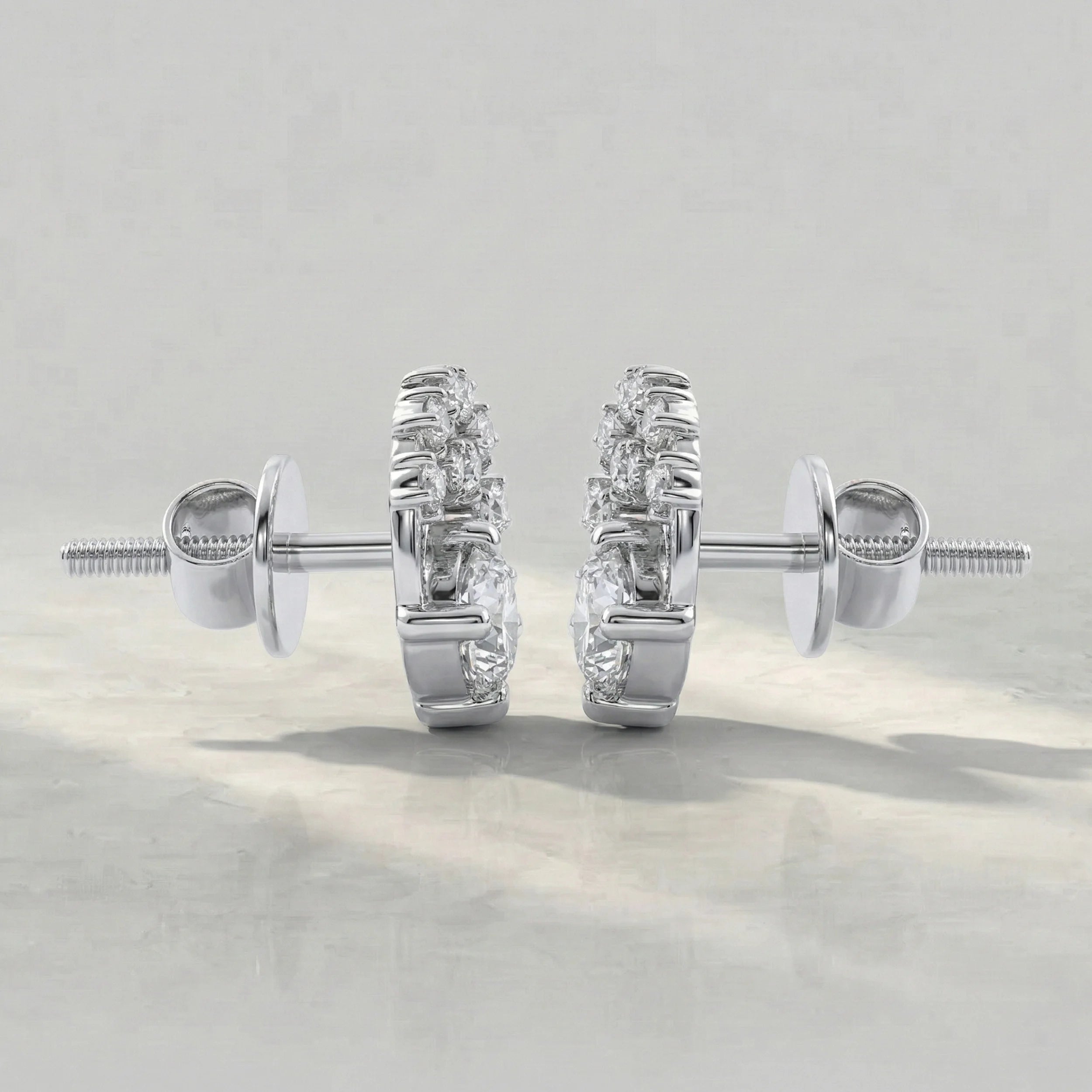 Round Diamond Twin Open Circle Stud Earring Earrings