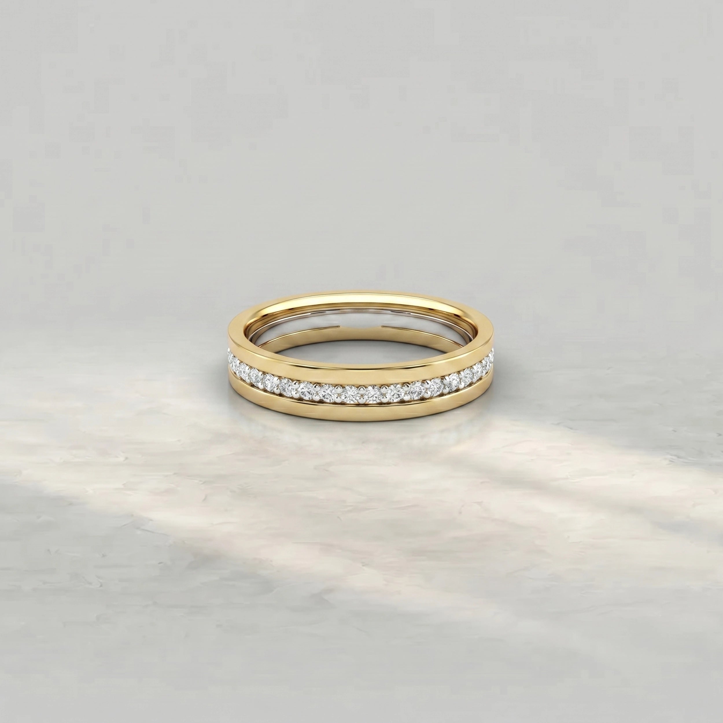 Channel Set Two Tone Lab Diamond Men's Band Band