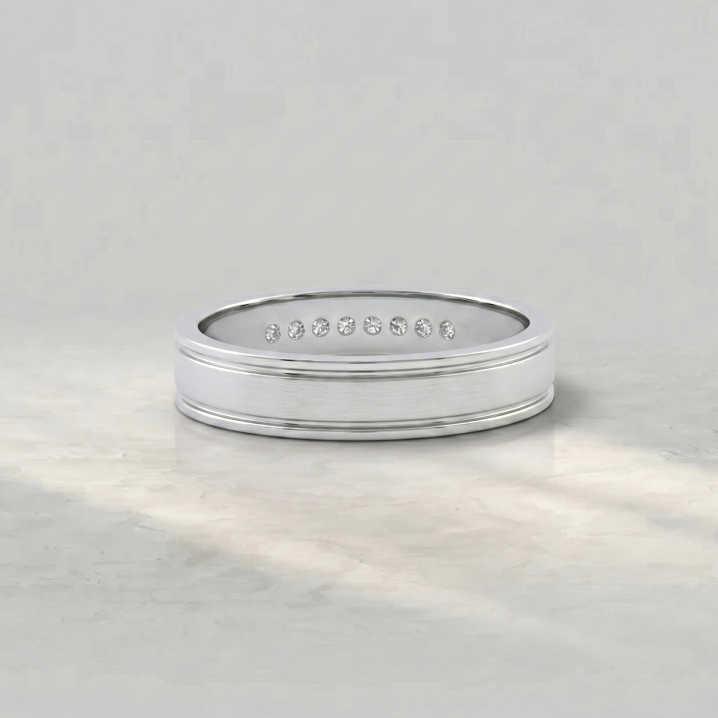 Round Diamond Channel Set Wedding Band Band