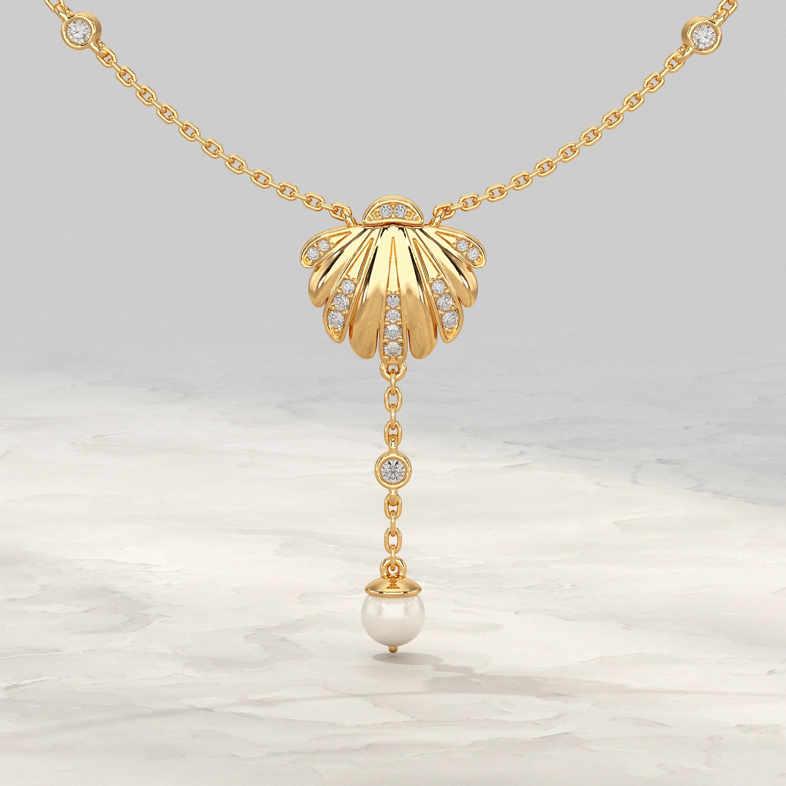 Oyster Pearl Gemstone Necklace Pendant